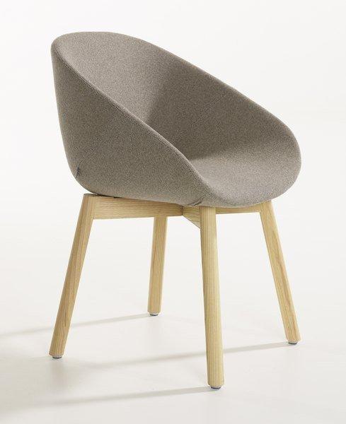 Beso 4 Wood Leg Armchair by Artifort - Mid-Century Modern Lounge Chair for Living Room, Bedroom & Office - Comfortable Upholstered Accent Chair with Solid Wood Frame