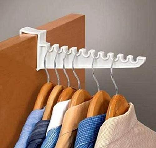 2 Pack Over the Door Valet Hook - Space Saving Hanging Organizer for Closet & Laundry Room - Holds 10 Hangers - Perfect for Coats, Dresses, Shirts & Robes - Ideal for Small Spaces, Apartments & Dorm Rooms