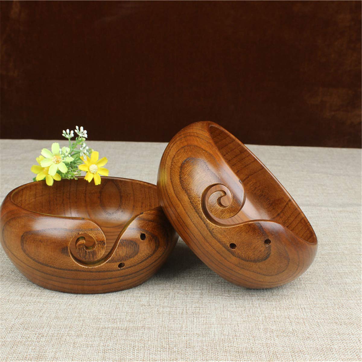 Premium Handcrafted Wooden Yarn Bowl - Large Knitting Storage Accessory for Crochet & Yarn Winding (Brown Box #04) | Perfect for Knitting Projects, Craft Organization & Home Decor