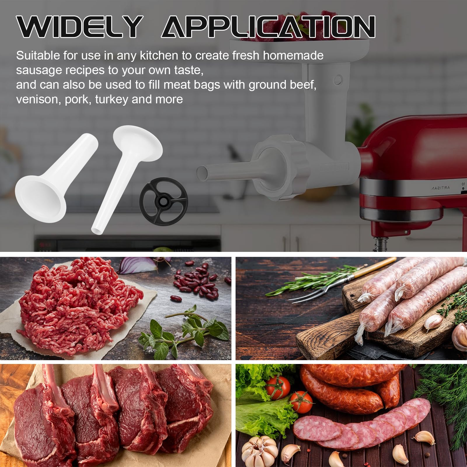 KitchenAid Stand Mixer Sausage Stuffer Tube Kit - Replacement for Food Grinder Attachment, Compatible with KitchenAid Stand Mixers - Perfect for Homemade Sausages, Burgers & Meat Processing