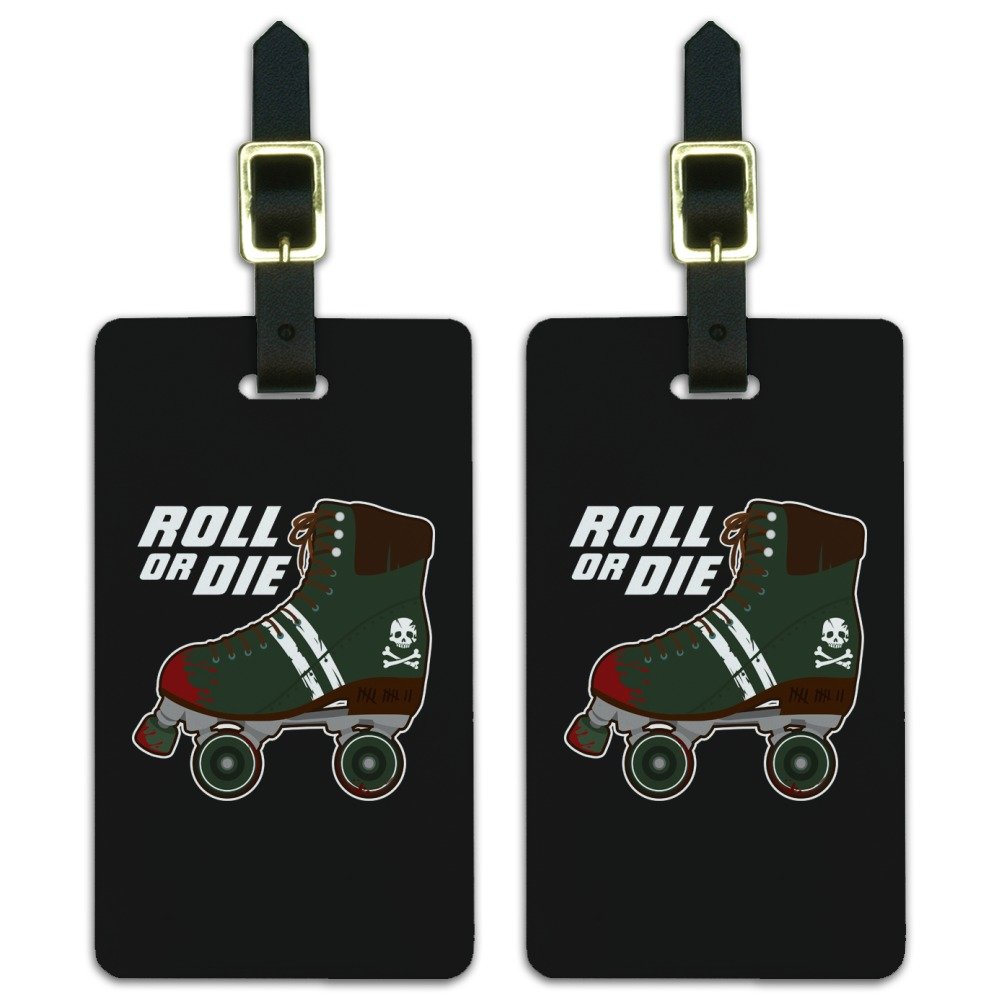 Roller Derby Skates Punk Luggage ID Tags - Set of 2 Personalized Skate Accessories for Roller Skating Enthusiasts | Perfect for Rink Bags, Travel Luggage & Skate Park Gear Identification