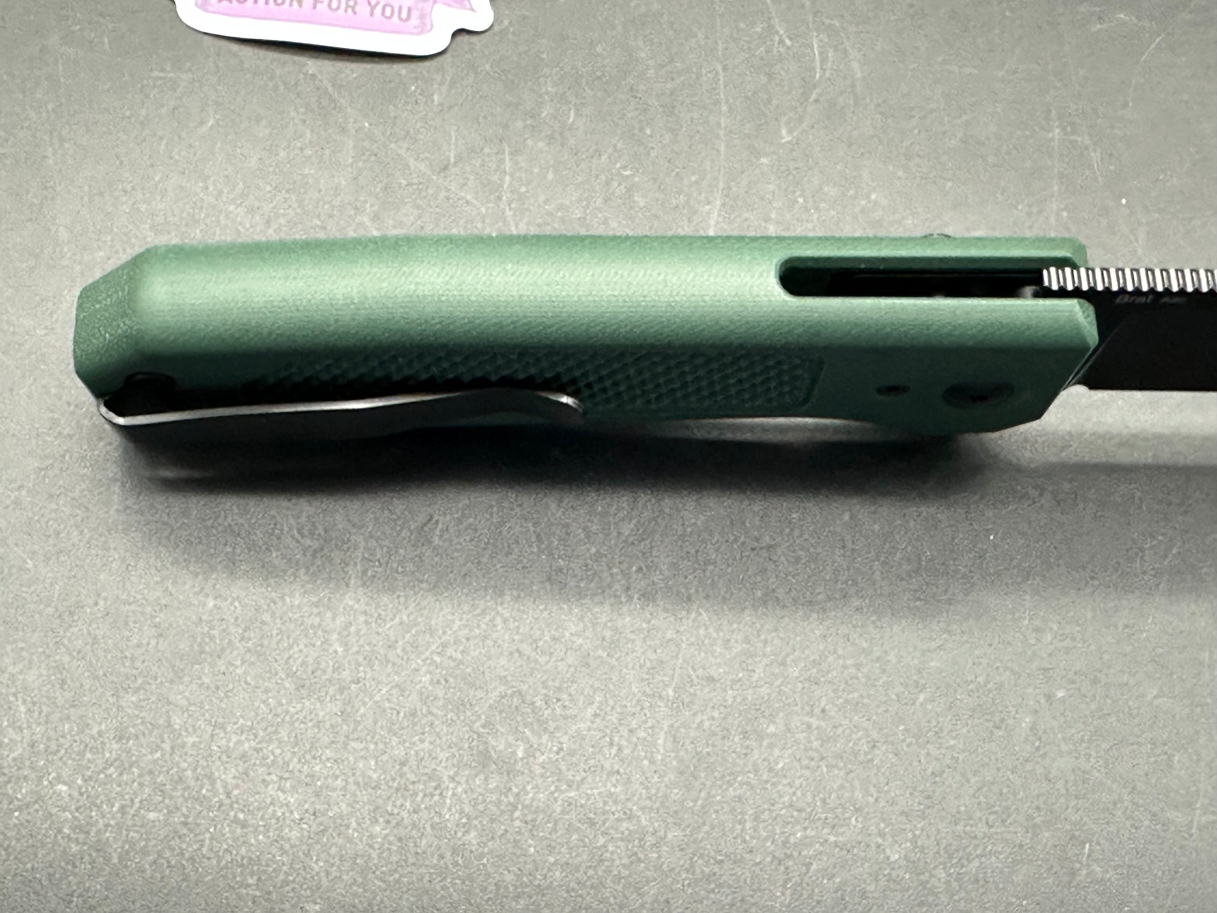KIZER BRAT Button Lock Folding Knife - Green G10 Handle, 154CM Drop Point Plain Edge - EDC, Camping, Outdoor Survival & Everyday Carry Knife