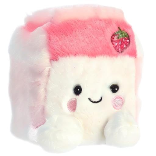 Aurora® Adorable Palm Pals™ Fresa Strawberry Milk™ Plush Toy - 5 Inch Mini Stuffed Animal for Kids, Cute Collectible Kawaii Gift - Perfect for Backpacks, Car Trips & Desk Decor (Pink)