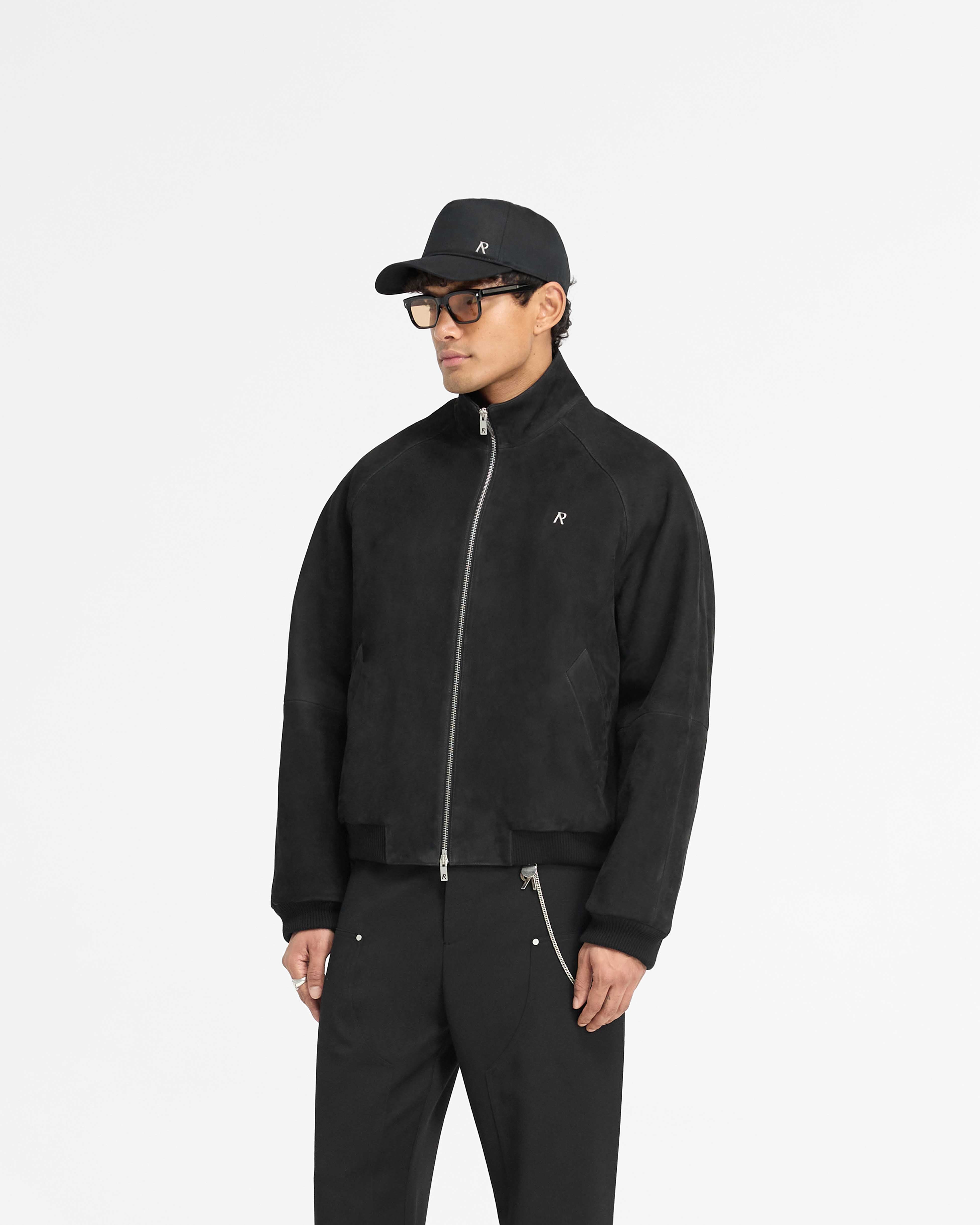 Men's Black Suede Bomber Jacket - Stylish & Comfortable Outerwear for Casual Wear & Night Out