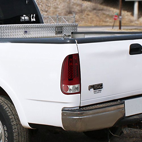 Spec-D Tuning LT-F15097RLED-TM LED Tail Lights for Ford F150 & F250 - Red Clear Lens - Durable Aftermarket Replacement - Perfect for Off-Roading & Night Driving