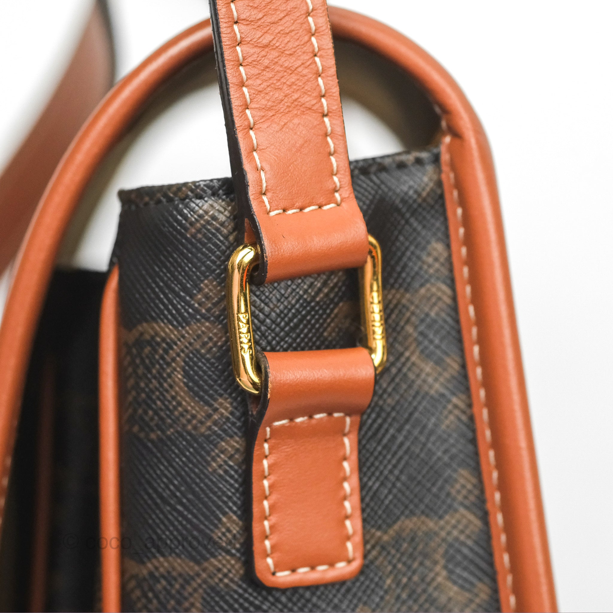 Celine Medium Folco Bag Triomphe Canvas Tan Crossbody Shoulder Bag for Women - Perfect for Work, Travel & Everyday Use