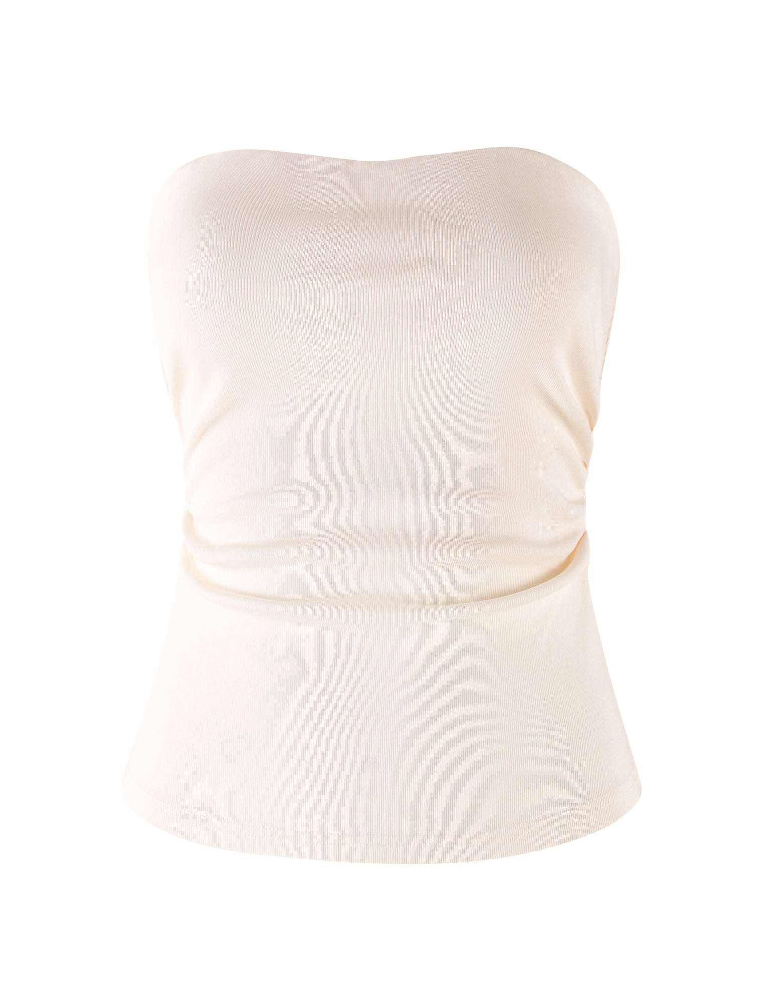 HARRIETT Ribbed Tube Top for Women - White & Cream Strapless Crop Top | Perfect for Summer, Beach, and Casual Outfits
