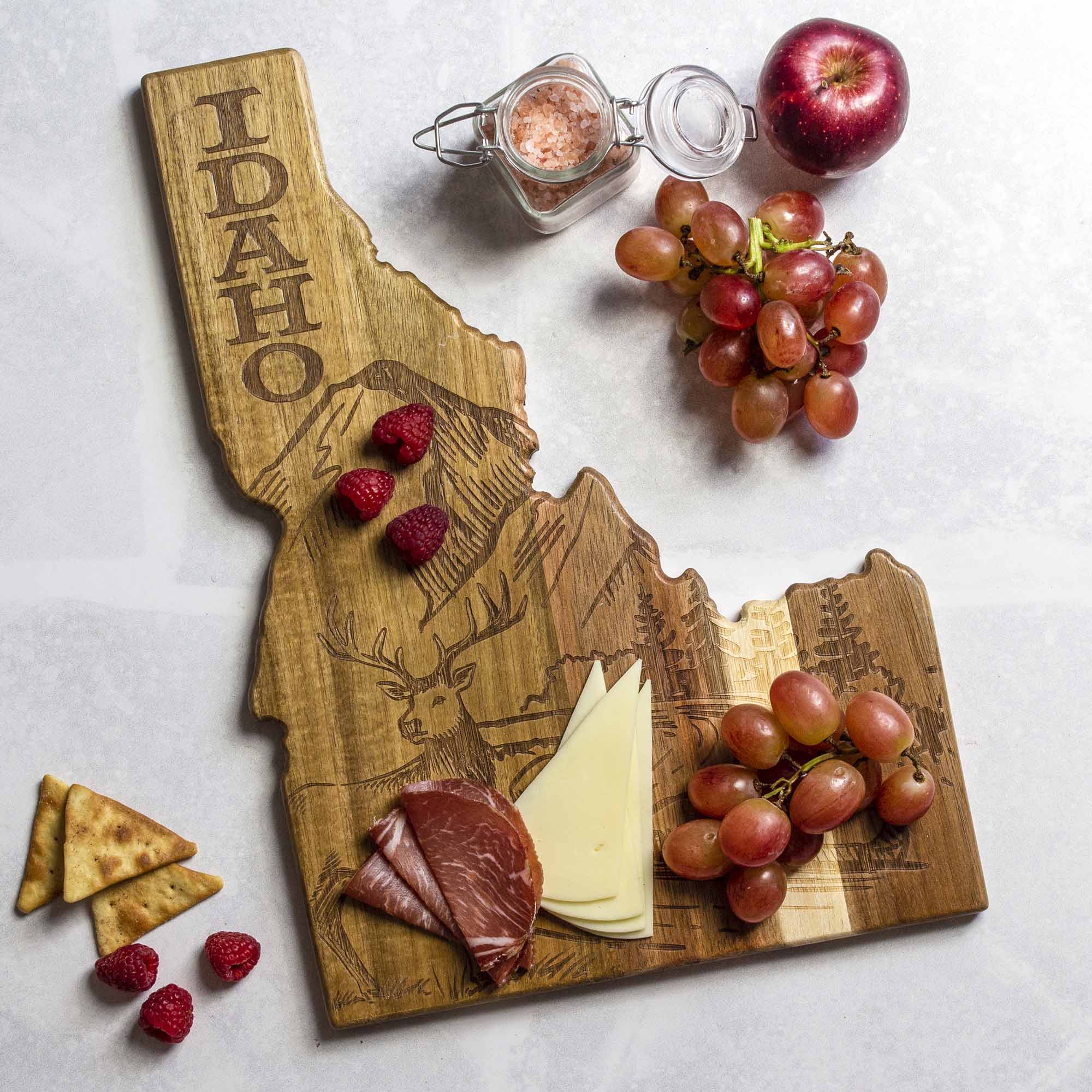 Premium Rock & Branch® Origins Series Idaho Cutting Board - Handcrafted Wooden Chopping Board for Kitchen, Butcher Block for Meat & Vegetables - Perfect Gift for Home Chefs & Cooking Enthusiasts