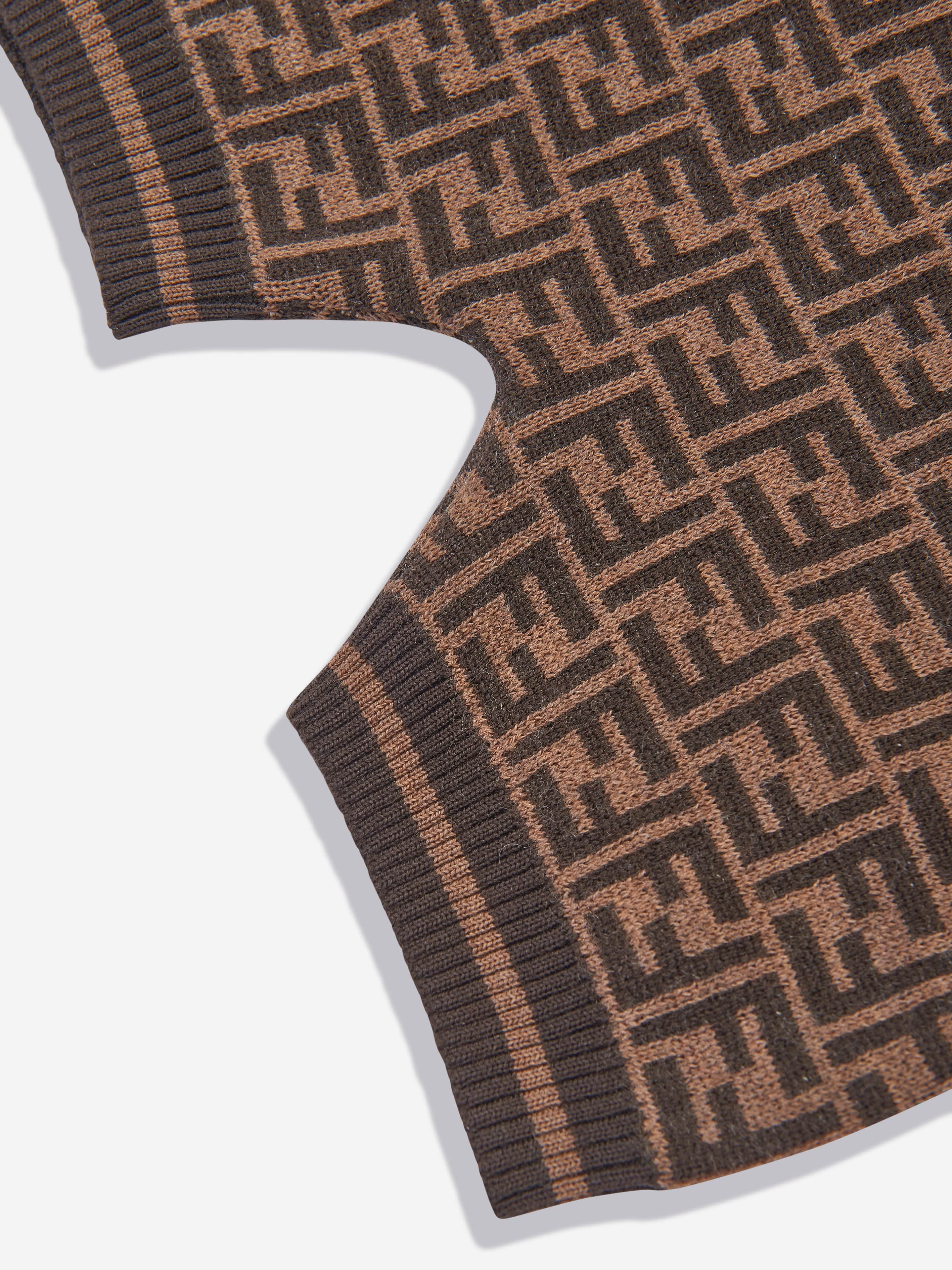 Baby Wool Knit FF Logo Brown Shorts - Soft & Comfortable Toddler Bottoms for Playtime & Casual Outings