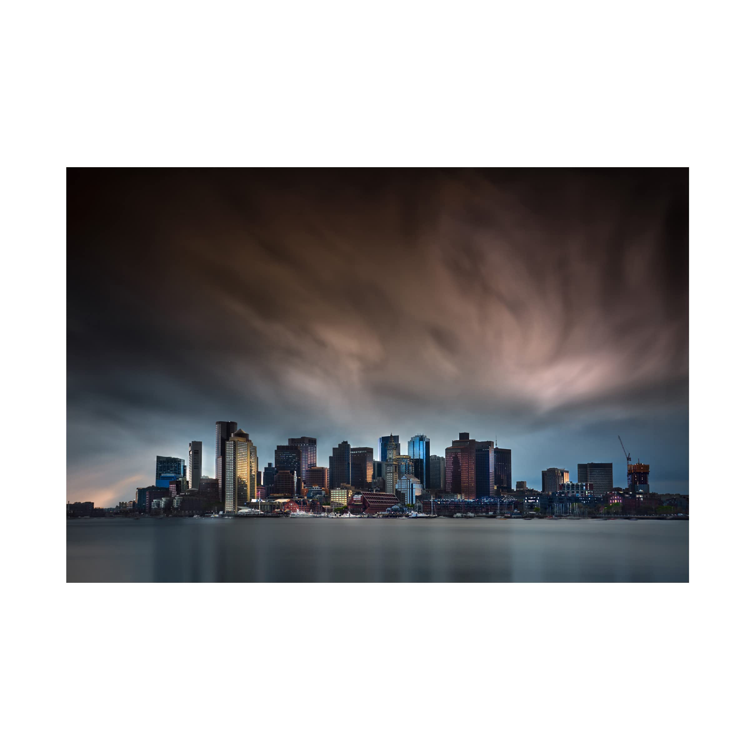 Trademark Fine Art 'Boston Skyline' Canvas Wall Art Print by Miki Joven - Modern Cityscape Decor for Living Room, Office & Bedroom
