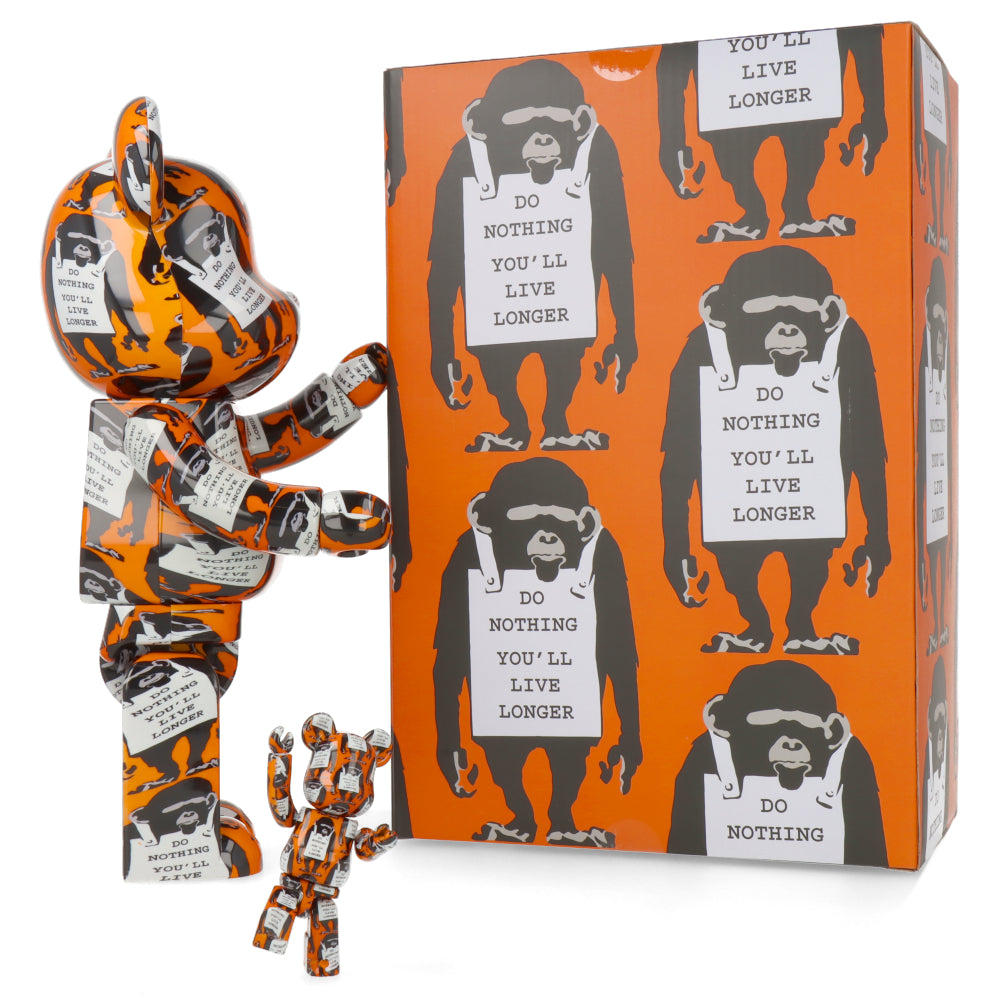 400% + 100% Bearbrick Monkey Sign Banksy Art Figure - Limited Edition Collectible for Home Decor, Office Display & Gift Giving