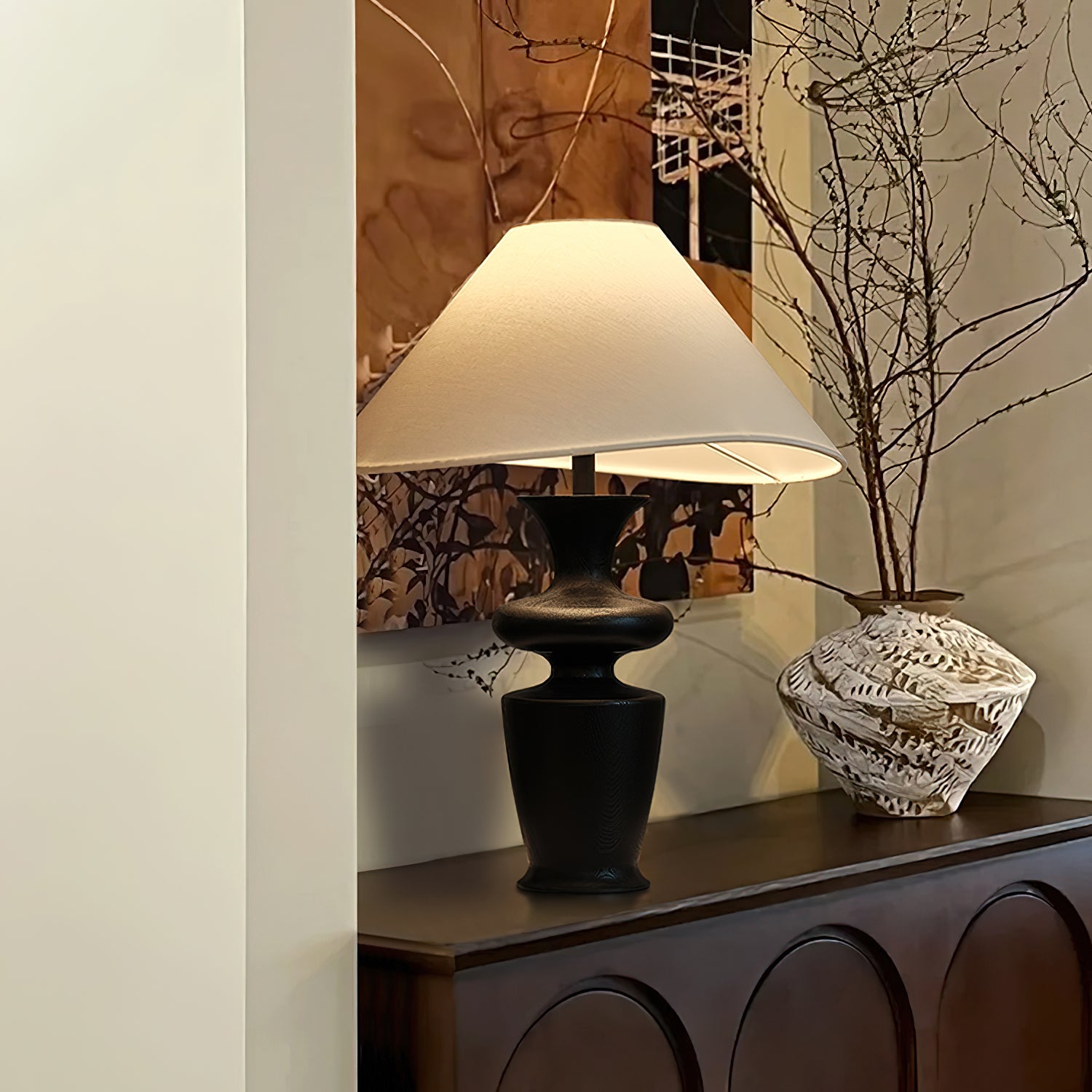 Stylish Salento Wood Table Lamp - Handcrafted Natural Wood Desk Light for Living Room, Bedroom & Office Decor