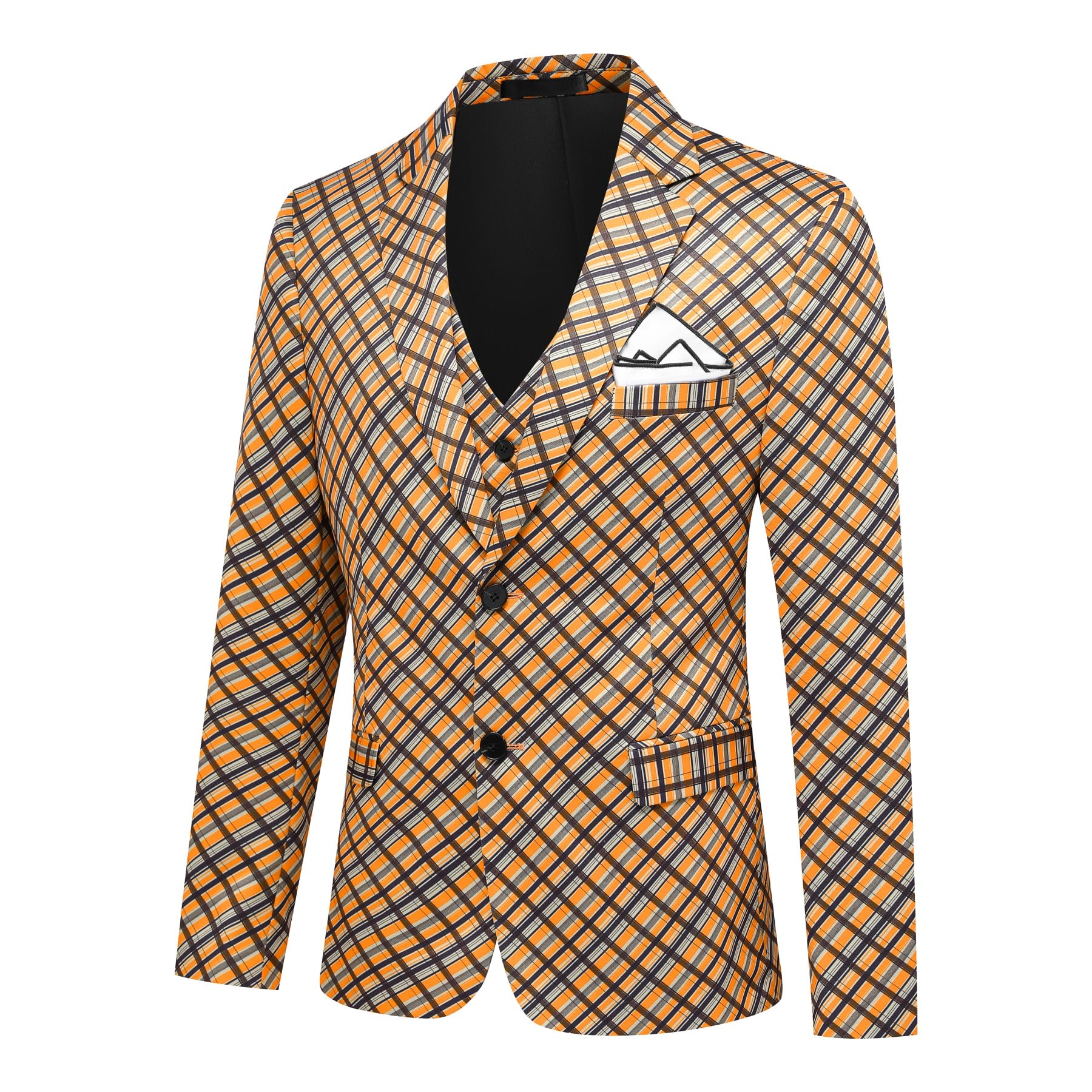 Cloudstyle Men's 3-Piece Plaid Suit Set - Modern Fit Jacket, Tuxedo Blazer, Vest & Pants | Formal Business Attire, Wedding & Special Occasion Outfit