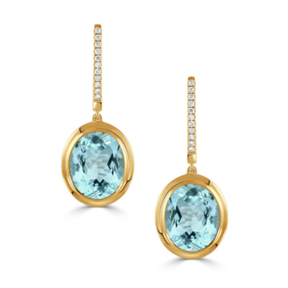 18K Gold Sky Blue Topaz Drop Earrings for Women – Elegant Dangling Jewelry for Weddings, Parties & Special Occasions