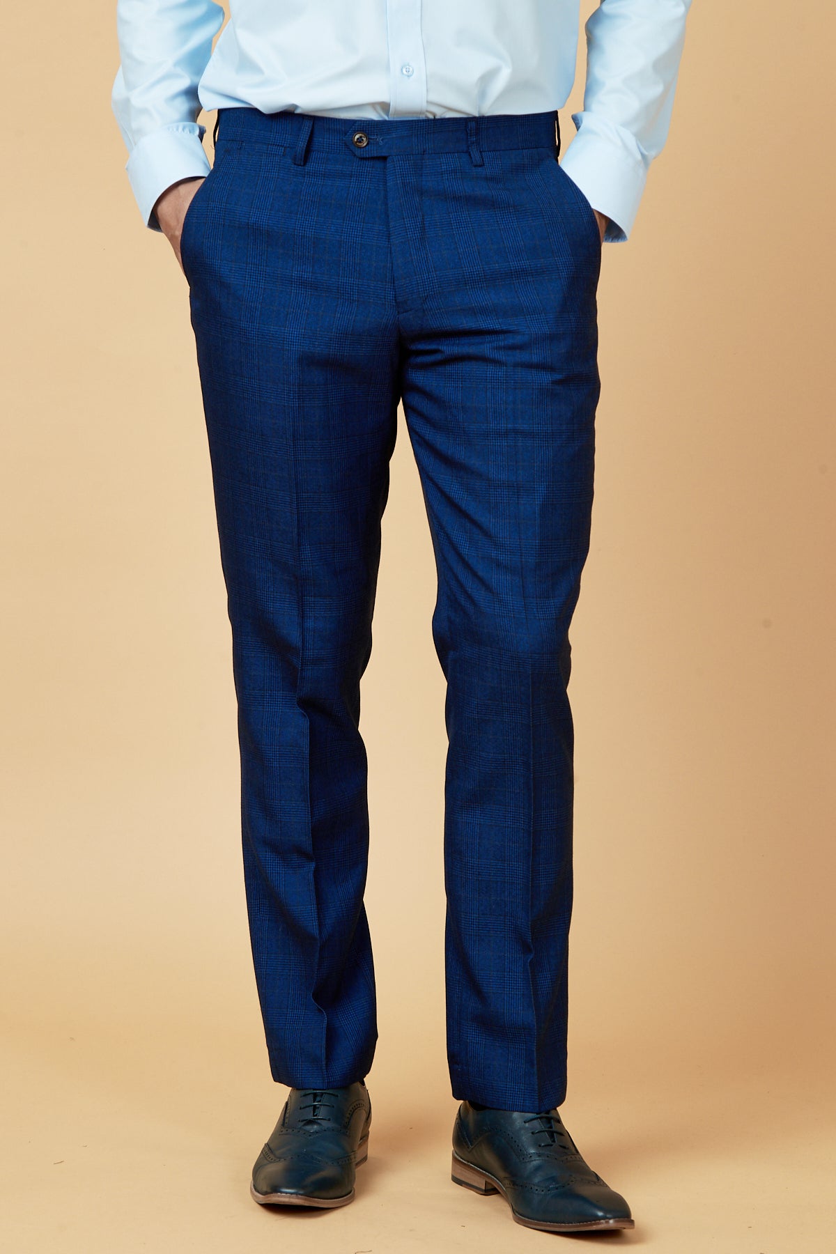 GEORGE Royal Blue Check Three Piece Suit for Men | Formal Business Attire | Wedding & Office Wear
