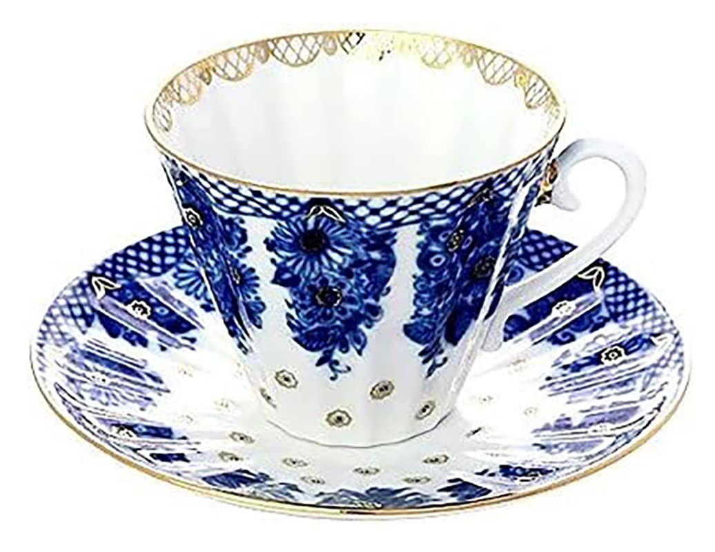 Premium Lomonosov Porcelain Tea Cup and Saucer Set - Elegant Radiant Basket Design - 2-Piece Set (7.95 oz/235 ml) - Perfect for Afternoon Tea, Bridal Showers & Luxury Gift Giving