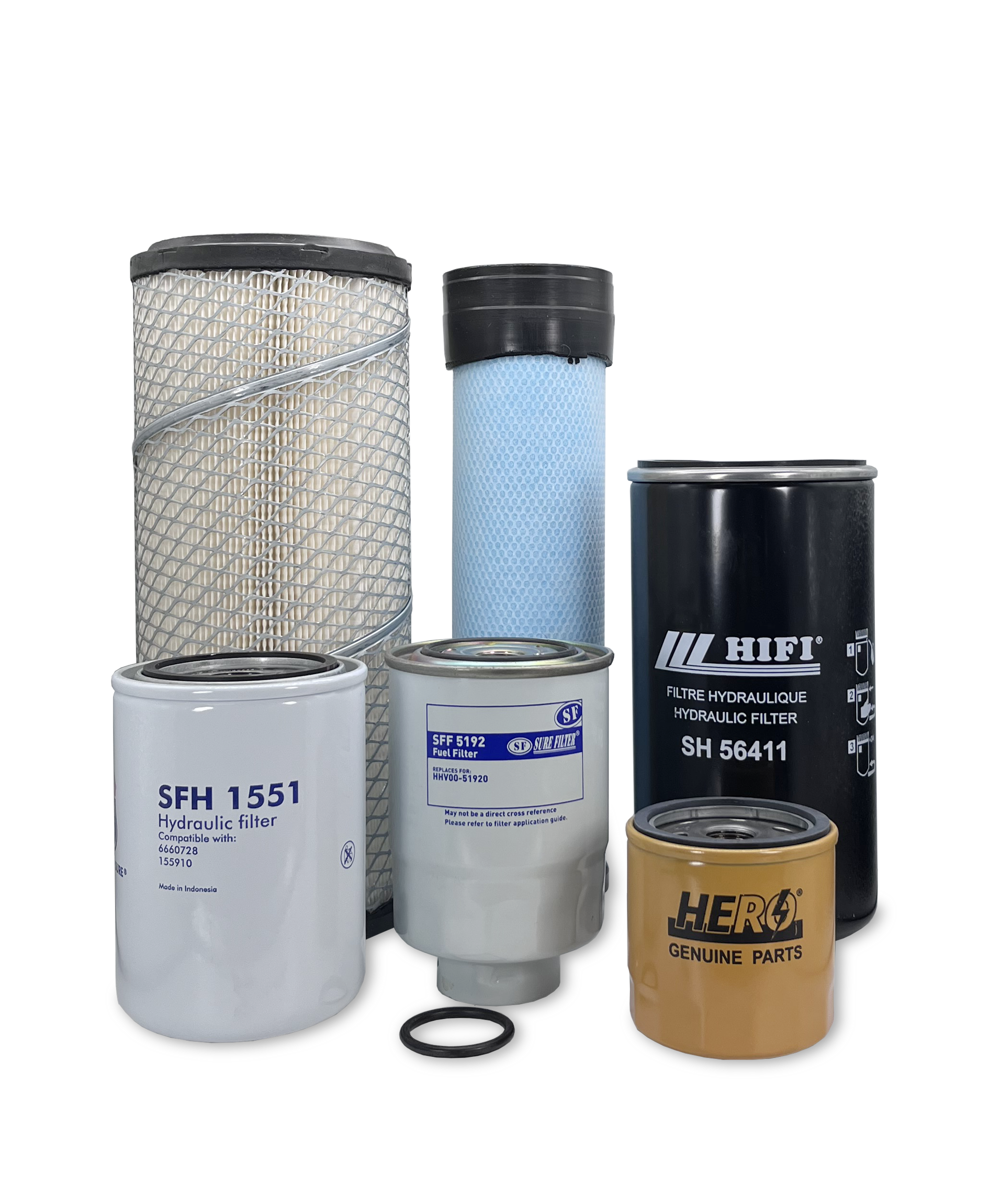 Kubota U55-5 Excavator Maintenance Filter Kit | HERO® Replacement Air Oil Fuel Filters | Perfect for Construction, Landscaping & Heavy Equipment Maintenance