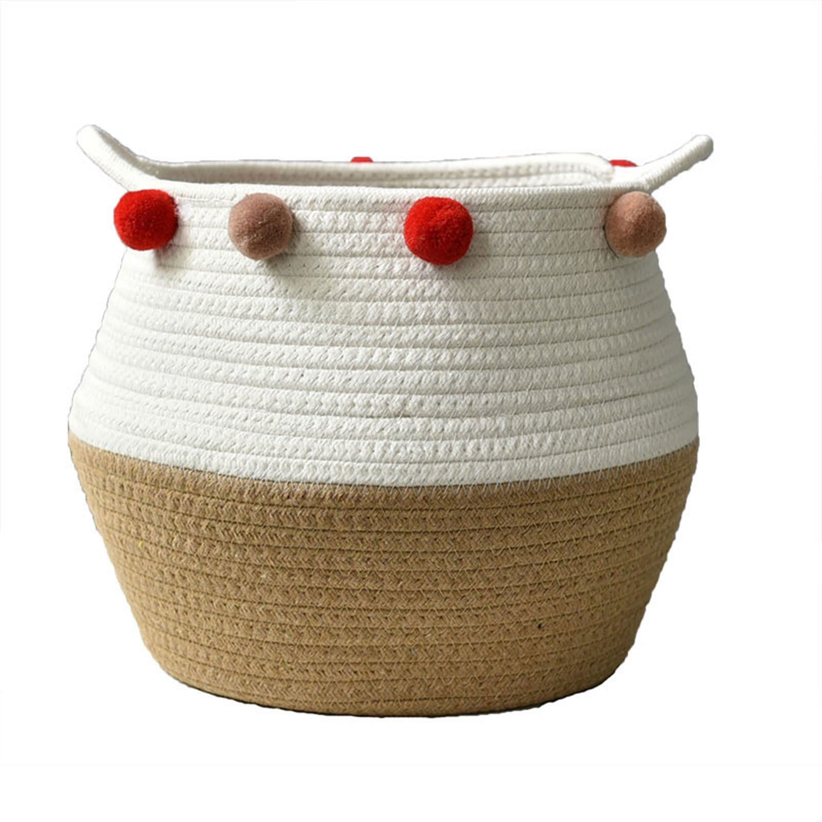 Seagrass Storage Basket with Cotton Rope - Modern Woven Hamper for Diapers, Blankets, Magazines & Keys | Home Organization & Nursery Decor | Perfect for Living Room, Bedroom & Baby Essentials Storage