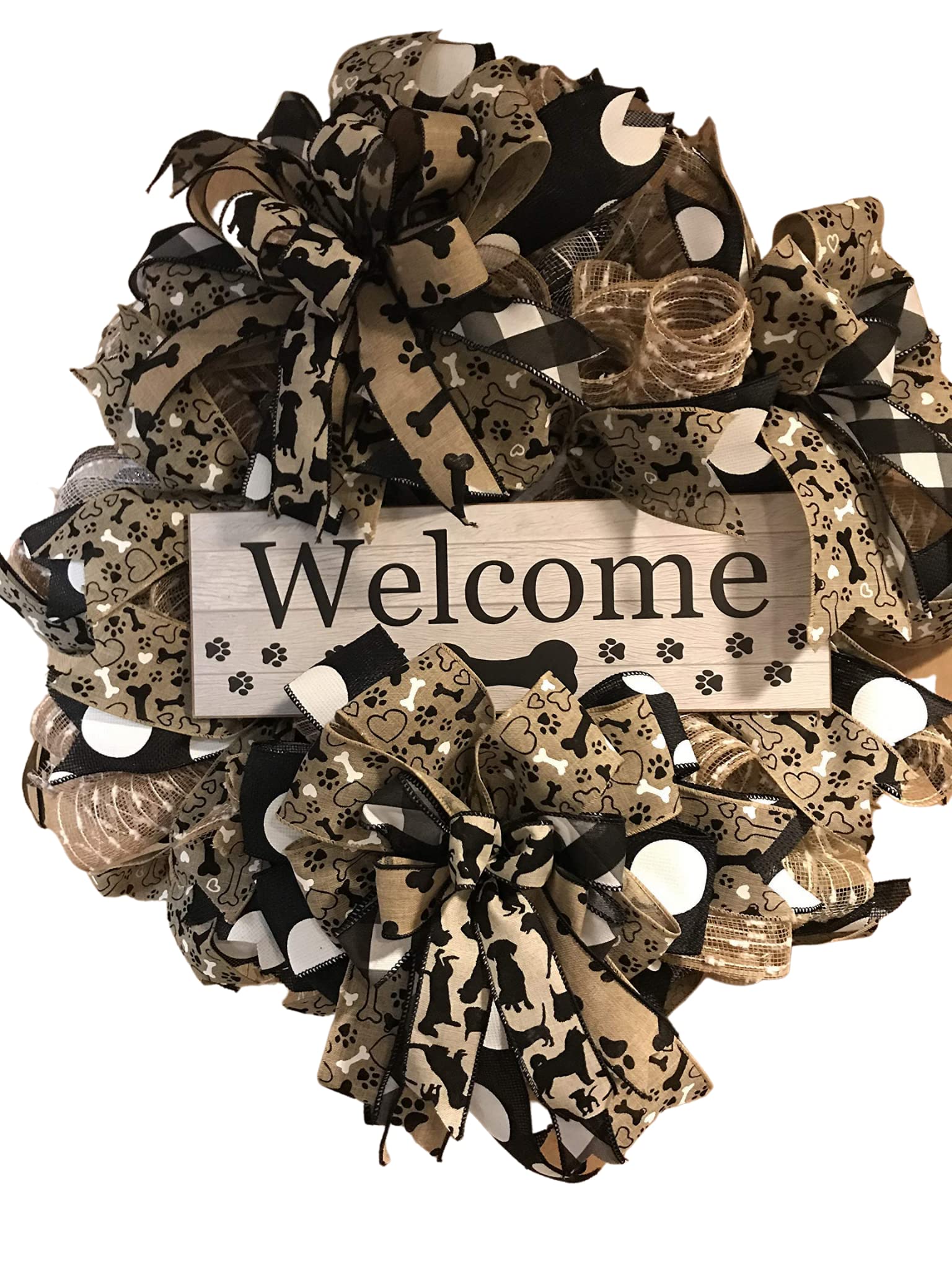Dog Wreath for Front Door - Pet Lover Home Decor for Christmas, Holidays & Year-Round Canine-Themed Decorations