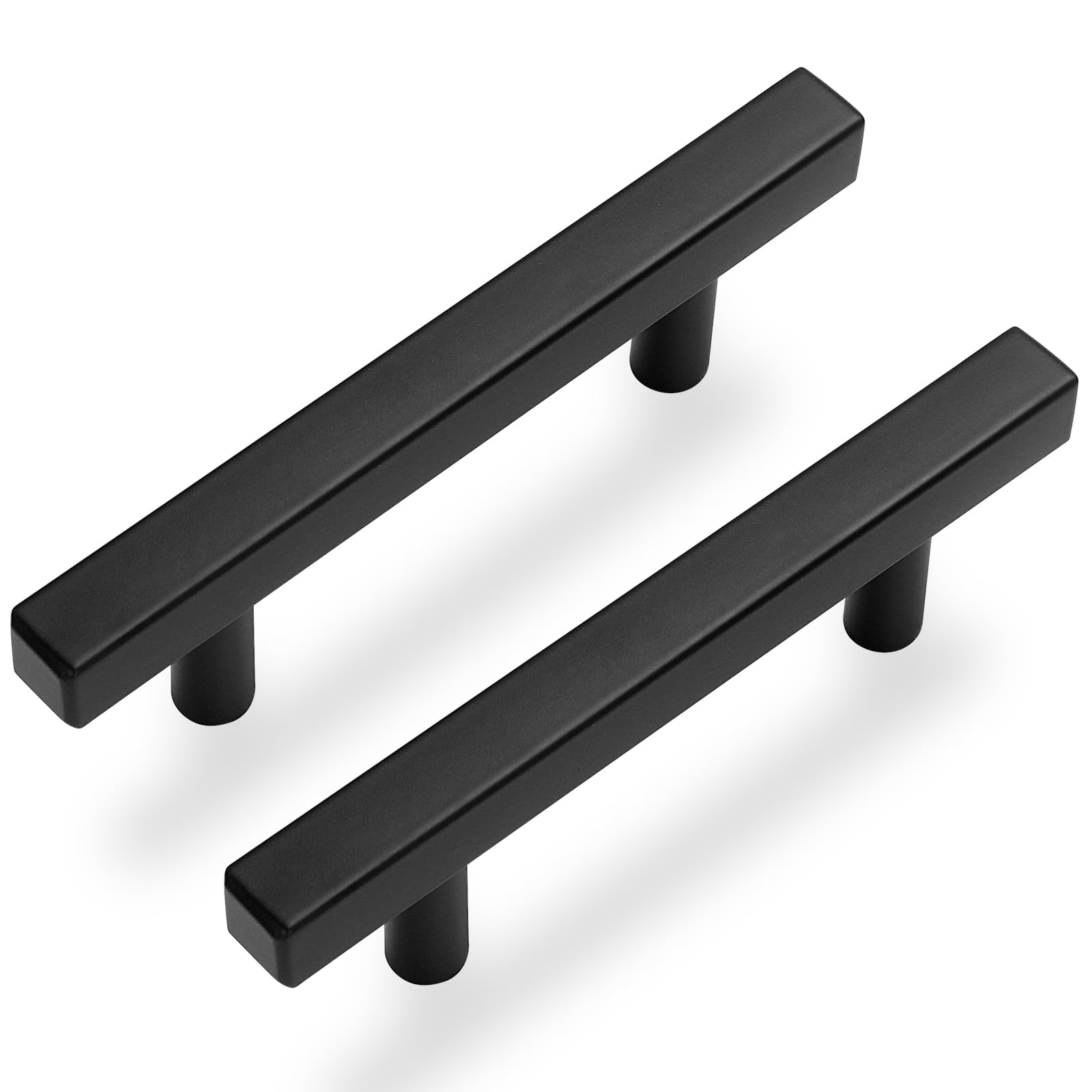 30 Pack 3 Inch Matte Black Cabinet Handles - Stainless Steel Square Drawer Pulls for Kitchen Cabinets, Dressers & Cupboards - 76mm Hole Centers, 5