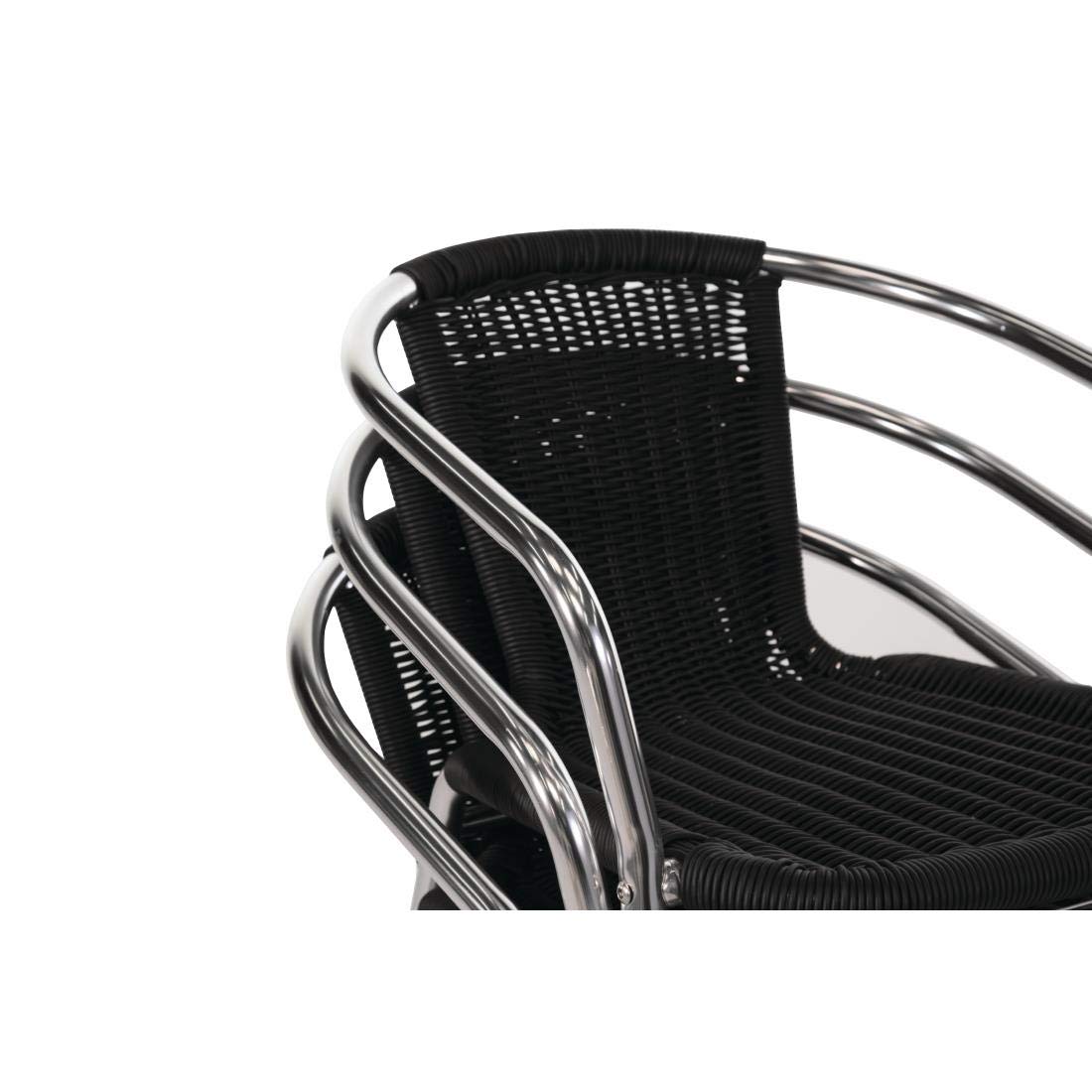 4-Piece Black Aluminum and Wicker Outdoor Patio Chairs Set (735x530x850mm) - Durable Garden, Poolside & Backyard Furniture for Relaxing