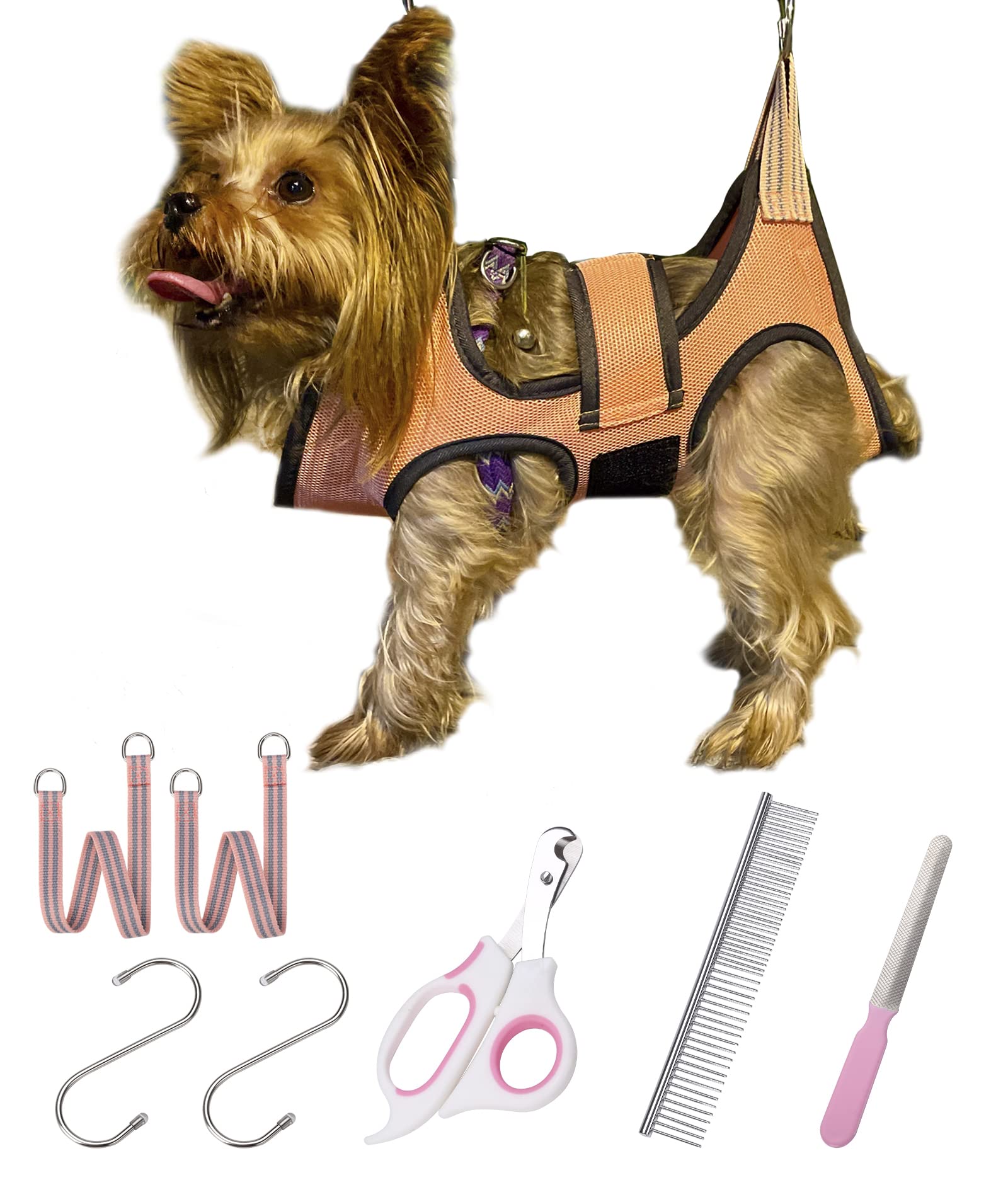 XXS Dog Grooming Hammock - Small Pet Grooming Harness for Tiny Dogs, Secure Hanging Harness for Nail Trimming & Grooming, Adjustable Pet Restraint Sling with Wide Strap - Perfect for Puppy Spa Days & Vet Visits