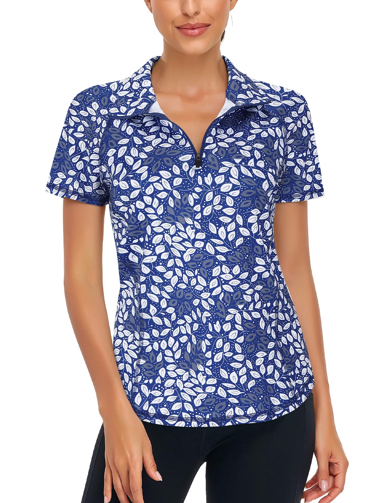 LURANEE Women's Moisture Wicking Athletic Shirt - Short Sleeve Quarter Zip Pullover Top for Running, Yoga & Gym Workouts | Breathable & Quick-Dry Activewear