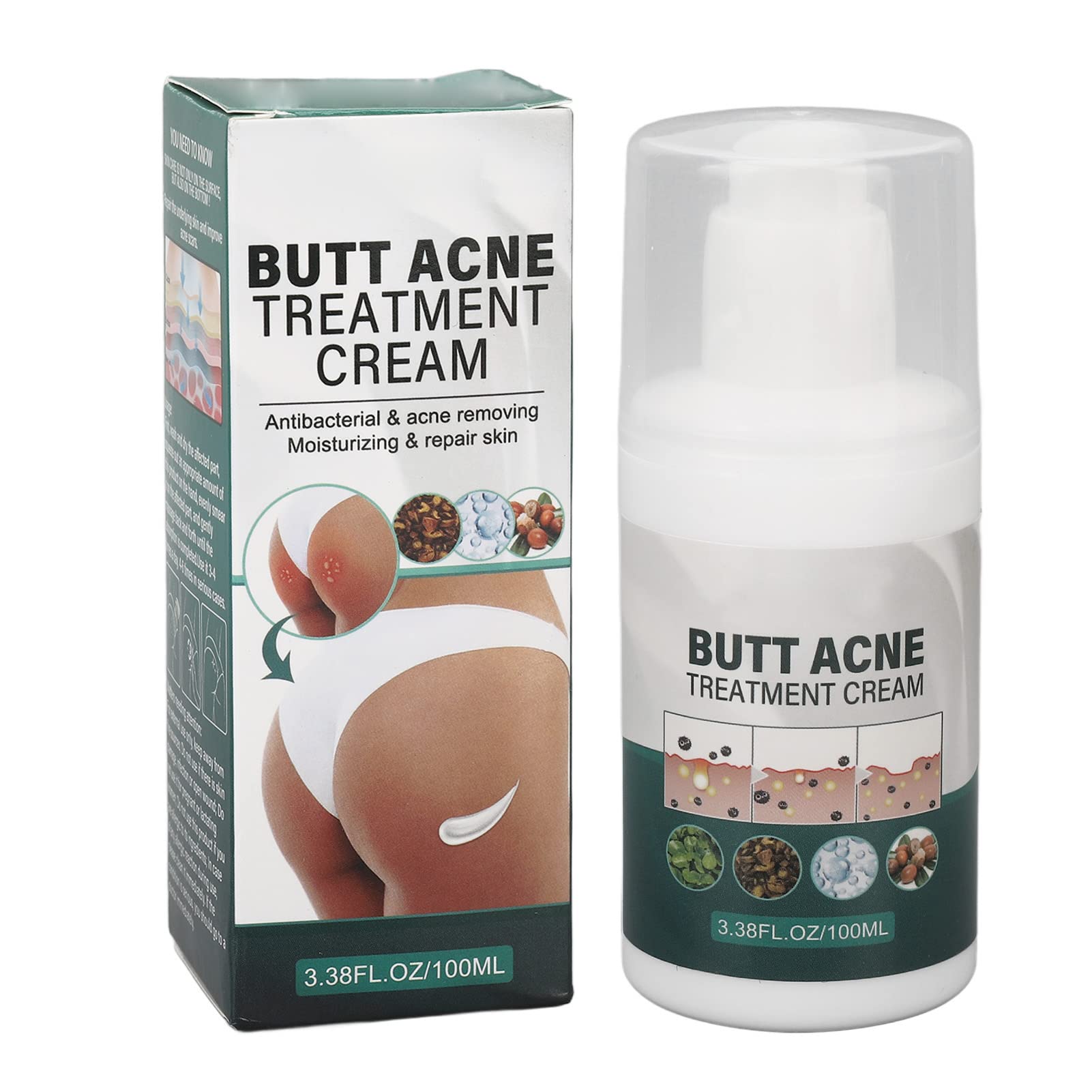 Best Buttock Pimple Treatment Cream - Acne Cleansing & Skin Moisturizing Repair for Thigh & Butt Area | Prevent & Soothe Breakouts for Smooth Skin | Perfect for Post-Workout, Travel & Daily Care