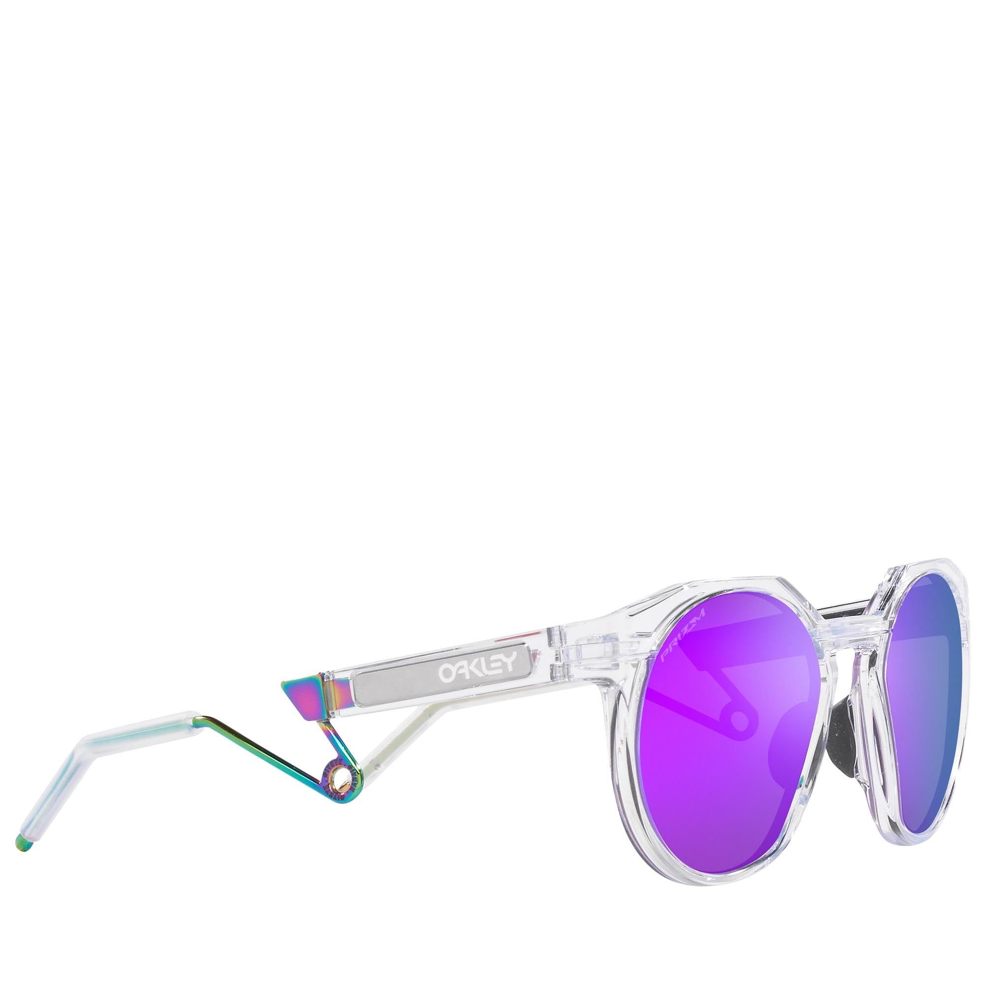 Oakley HSTN Metal Matte Clear/Prizm Violet Sunglasses - Polarized Sports & Outdoor Performance Eyewear for Running, Cycling & Active Lifestyles