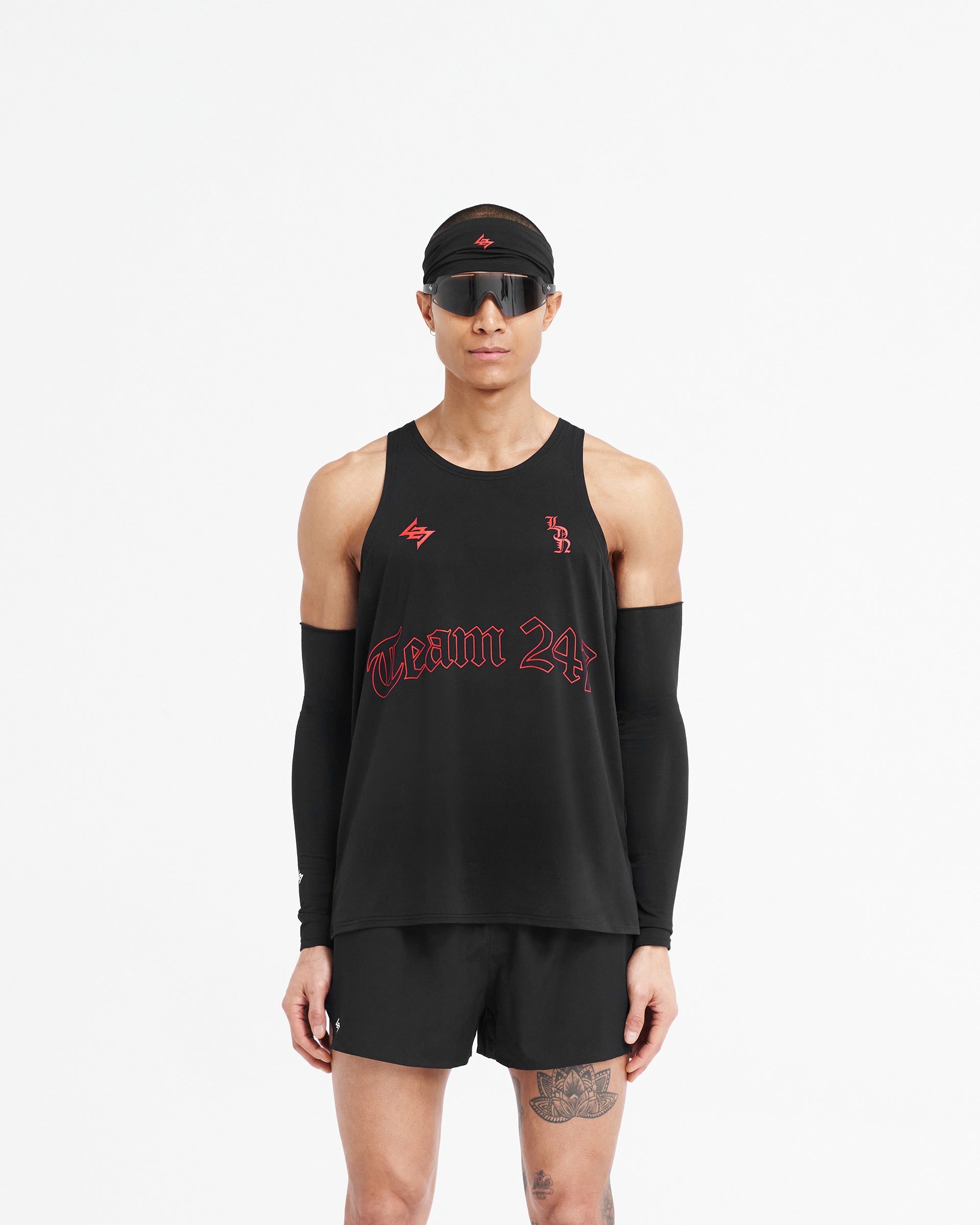 247 London Singlet for Men - Soft Cotton Sleeveless Undershirt, Black - Perfect for Gym, Workout & Everyday Wear