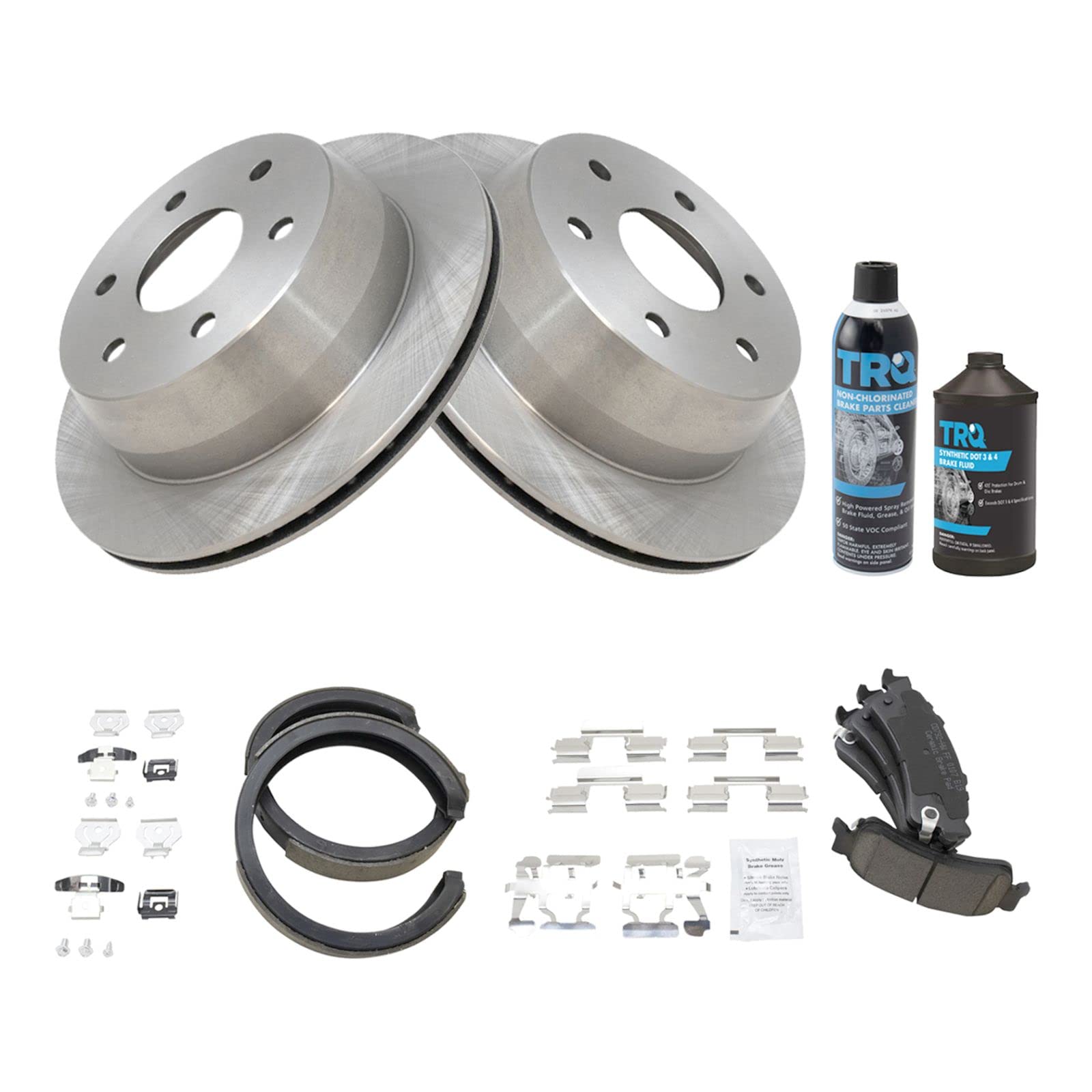 High-Performance Rear Ceramic Brake Pads & Rotors with Parking Shoes - Low Noise, Long-Lasting - Perfect for Trucks, SUVs, and Sedans - DIY Auto Repair & Maintenance