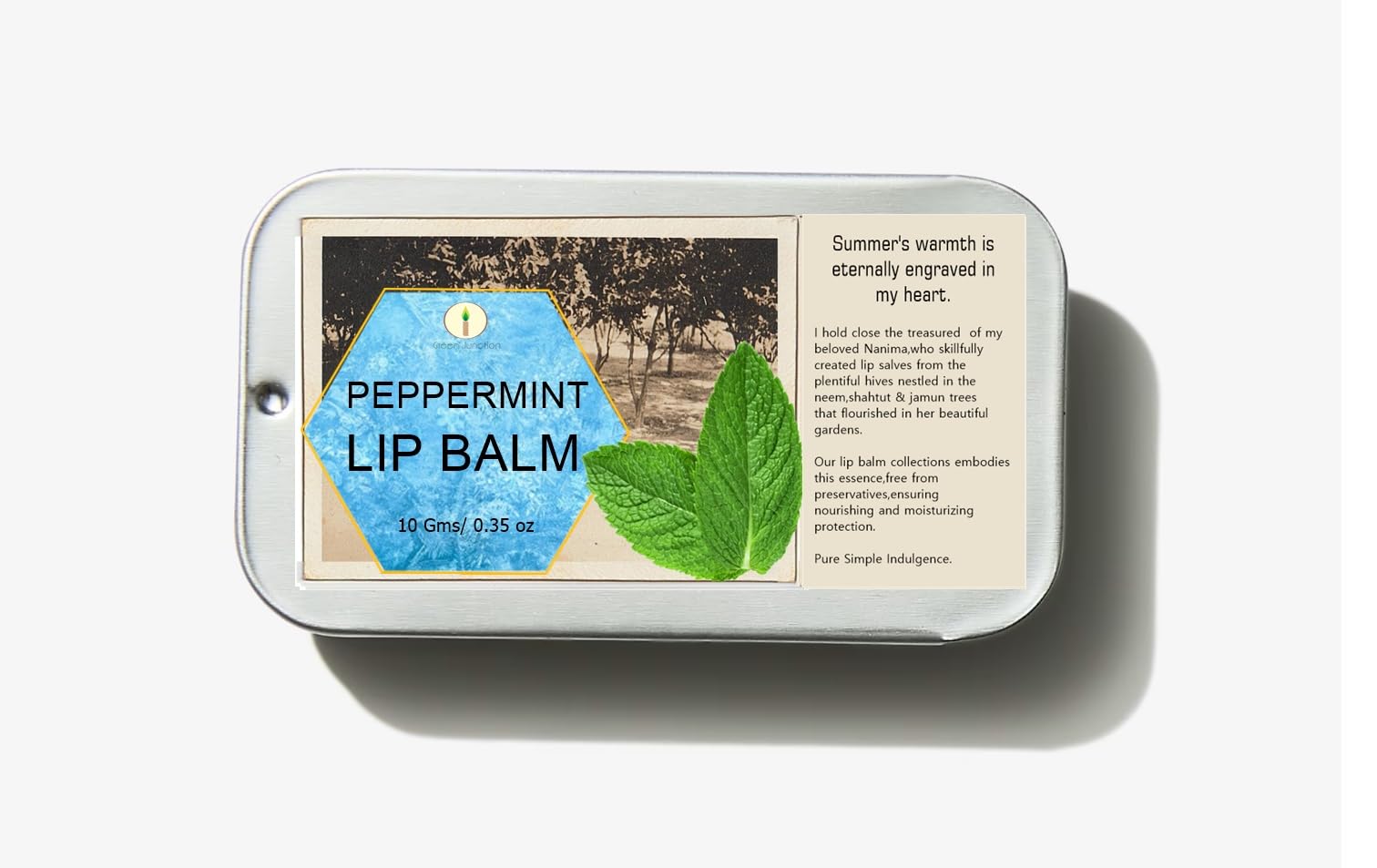 Organic Peppermint Lip Balm - 10g Moisturizing Tin for Dry, Chapped Lips - Perfect for Winter Care, Outdoor Activities & Daily Hydration