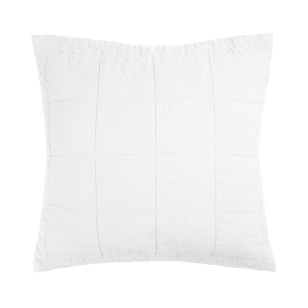 Premium French Flax Linen Quilted Euro Pillow Sham - Breathable & Luxurious Bedding by Bambury | Perfect for Master Bedroom, Guest Room & Boho Chic Decor