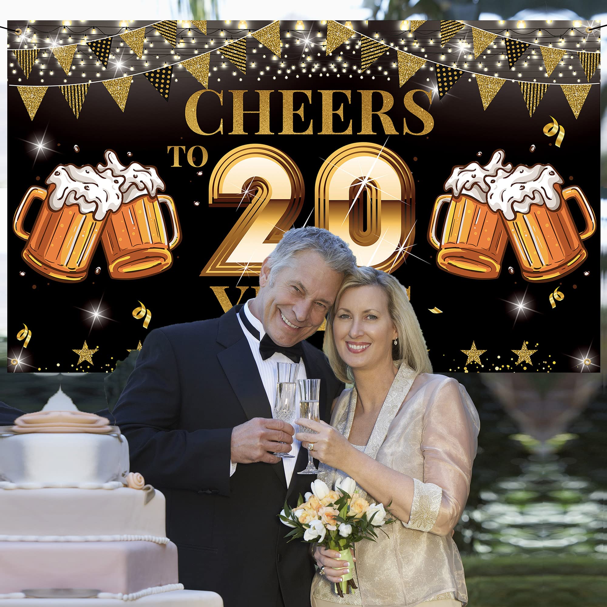 20th Anniversary Backdrop Banner - Class Reunion, Wedding, Work & Birthday Decor | Reusable Photo Booth Sign for Parties & Celebrations | Perfect for Yard Signs, Events & Milestone Decorations