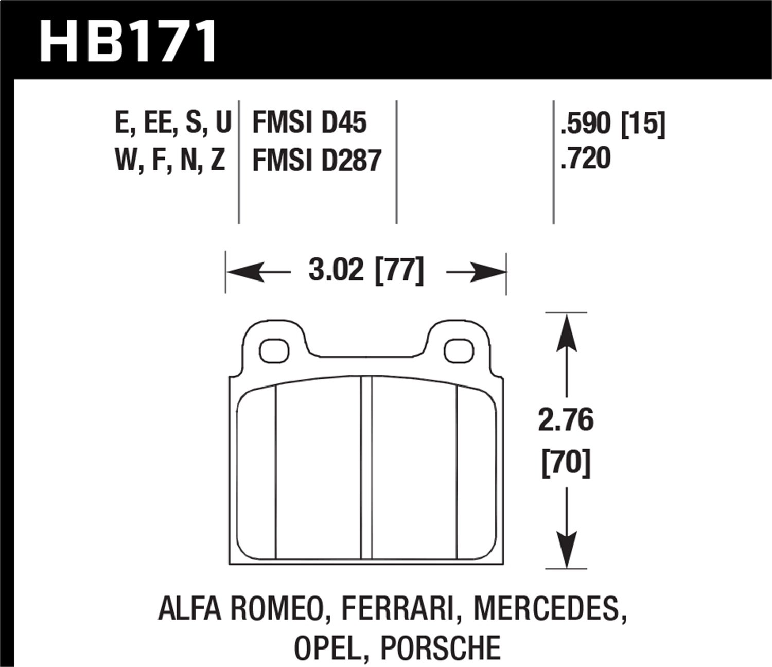 HB171W.590 DTC-30 High Performance Motorsport Brake Pads - Ideal for Track Racing & High-Speed Driving