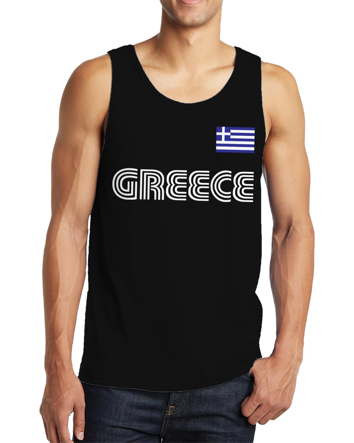 SpiritForged Apparel Greece Soccer Jersey Men's Tank Top - Breathable & Lightweight for Training, Matches & Casual Wear