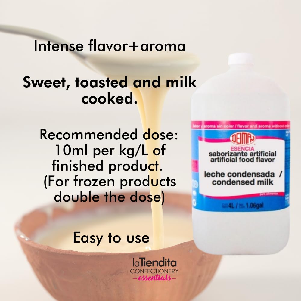 Premium Deiman Artificial Condensed Milk Flavoring - 1 Gallon Bulk Size for Baking, Coffee, Desserts & Beverages