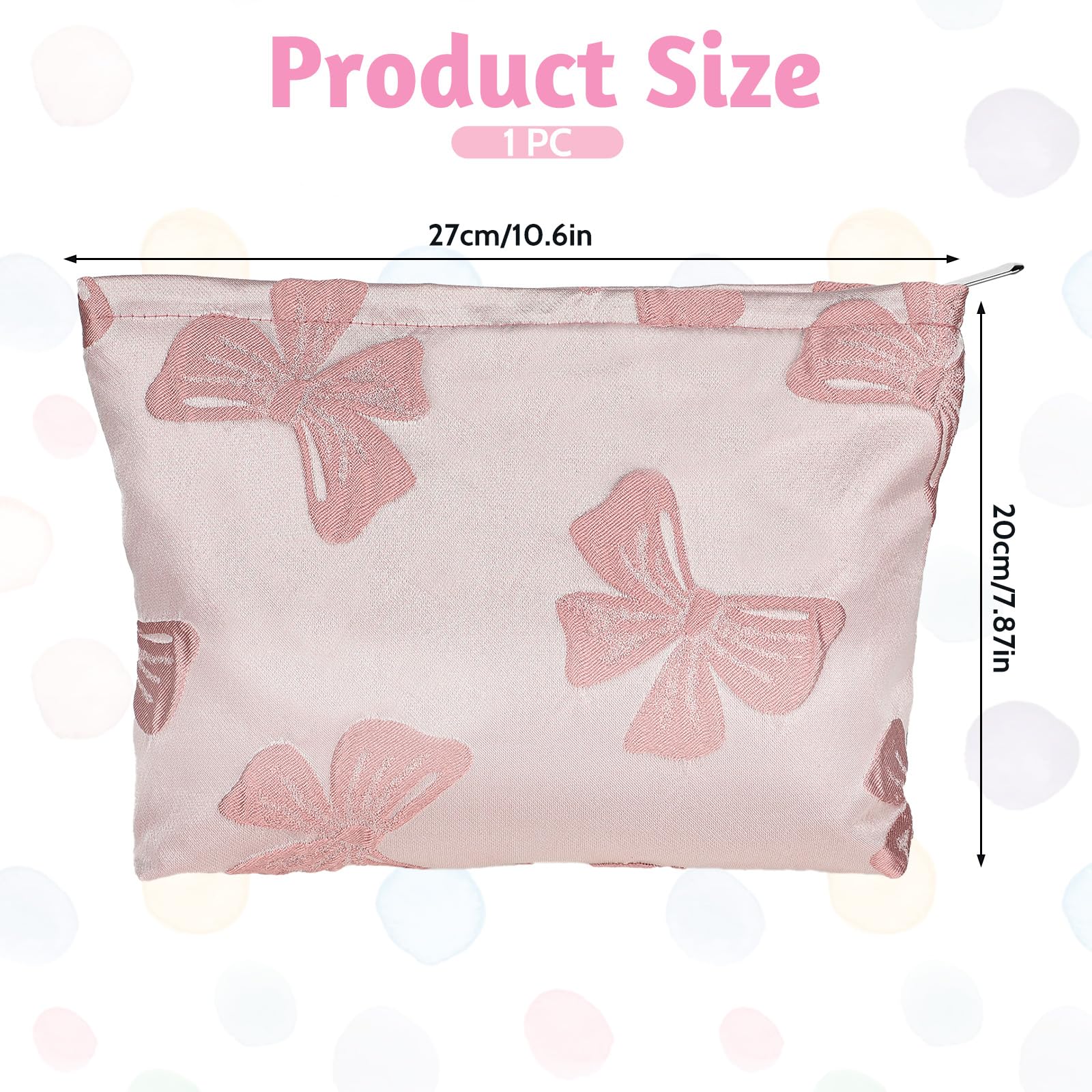 Large Makeup Bag for Women - Cute Aesthetic Preppy Cosmetic Pouch with Zipper, Bow Design & Canvas Material | Travel Toiletry Organizer, Skincare Storage | Perfect for Travel, Gym, Daily Use & Gift Giving