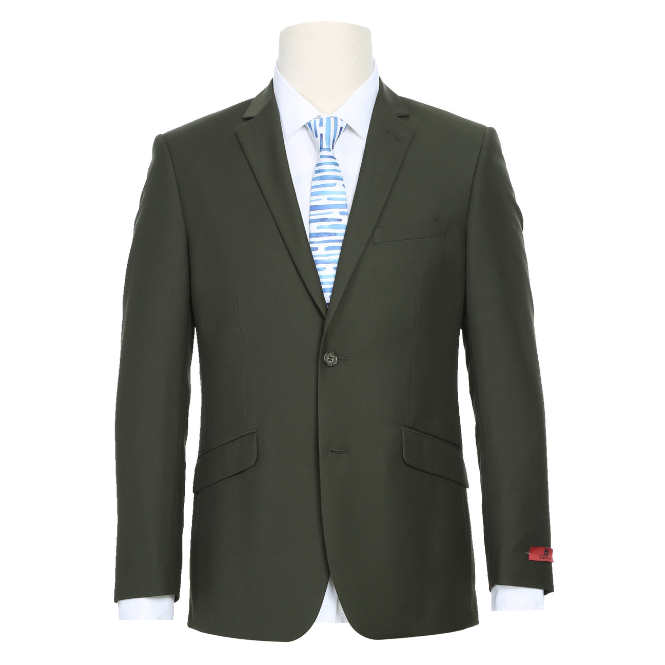 Alessandro Vitello by Renoir 2-Piece Slim Fit Single Breasted Notch Lapel Olive Suit - Perfect for Business Meetings, Weddings & Formal Events
