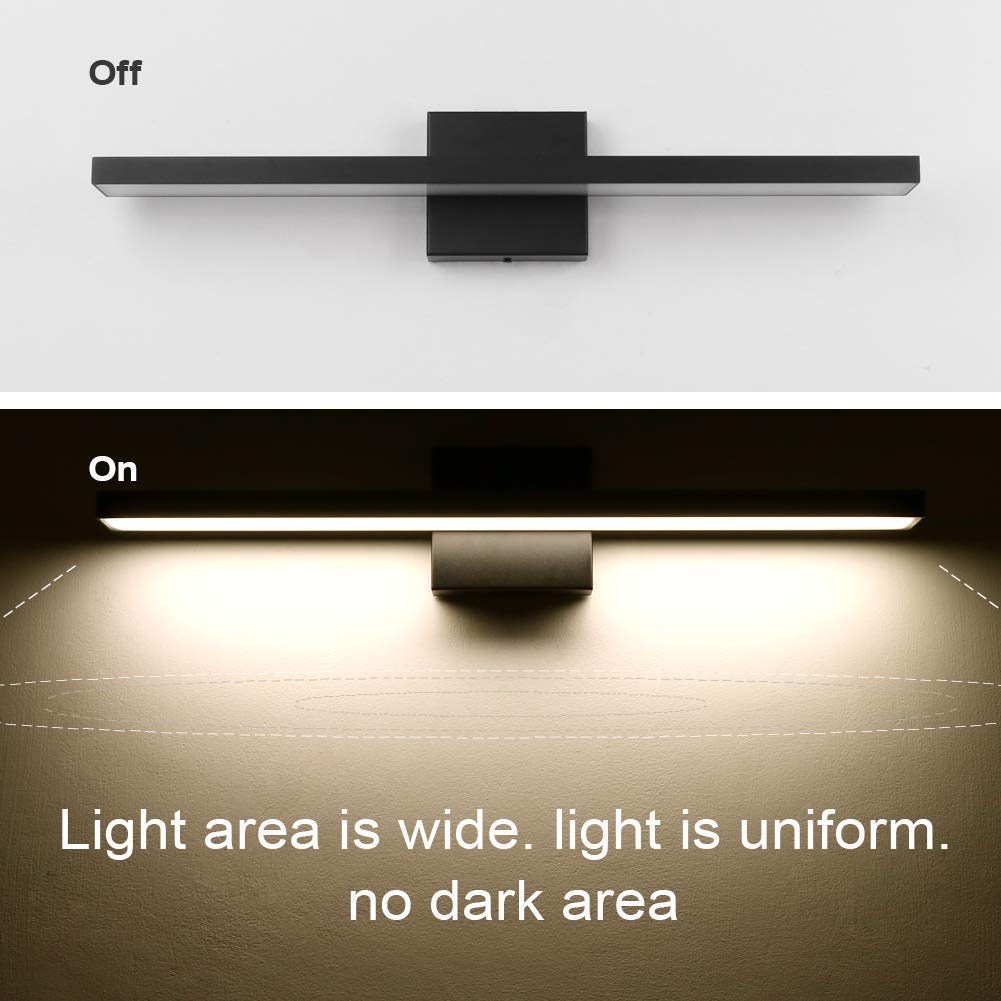 Ralbay 24 Inch LED Modern Black Vanity Light - 6-Piece Bathroom Lighting Set, 20W Frosted Aluminum Fixture with 4500K Natural White Light - Perfect for Bathroom Vanity, Mirror Lighting & Modern Home Decor