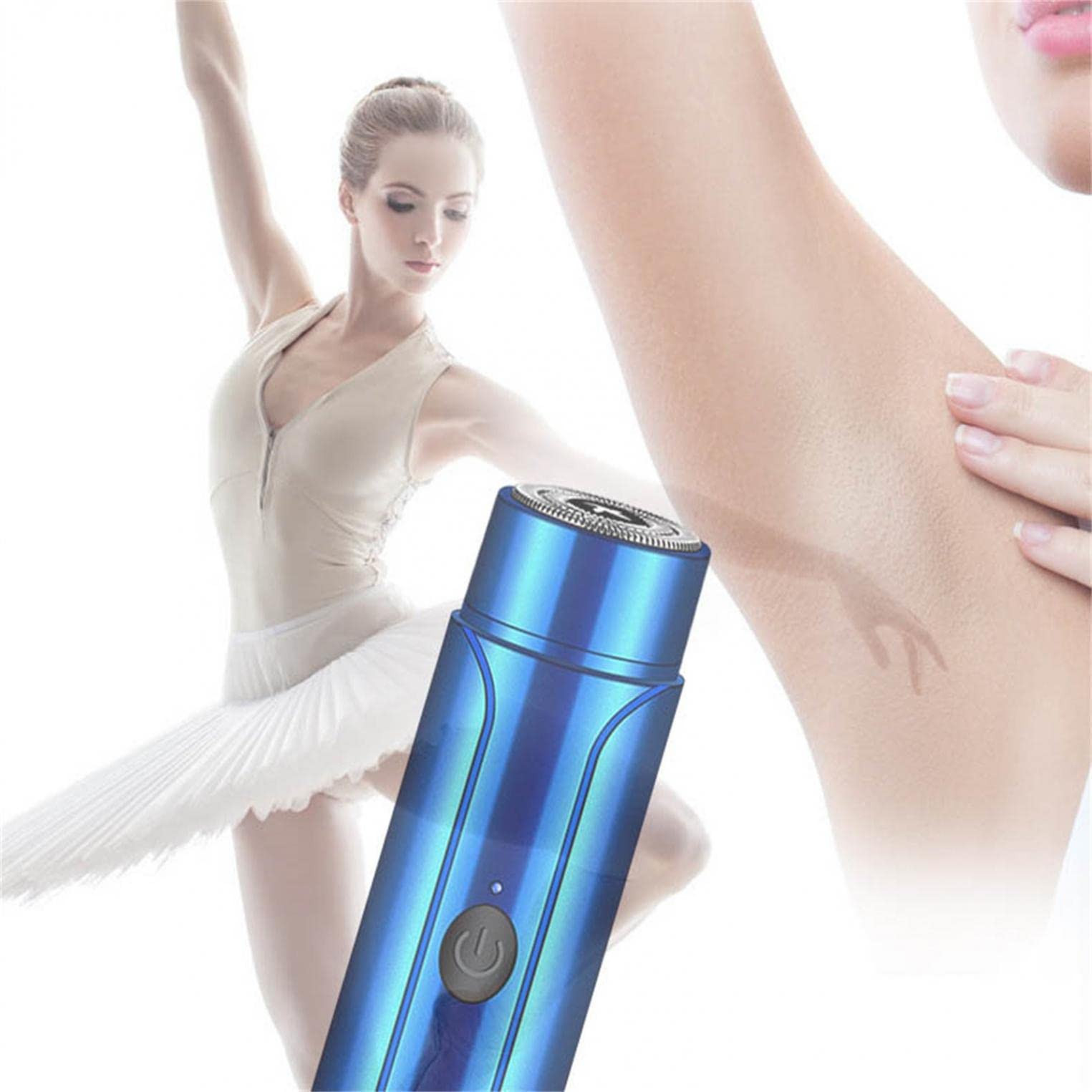 Men's Electric Shaver - Mini Portable Waterproof Cordless Wet/Dry Beard Trimmer & Body Groomer - Blue - Perfect for Travel, Gym & Daily Shaving