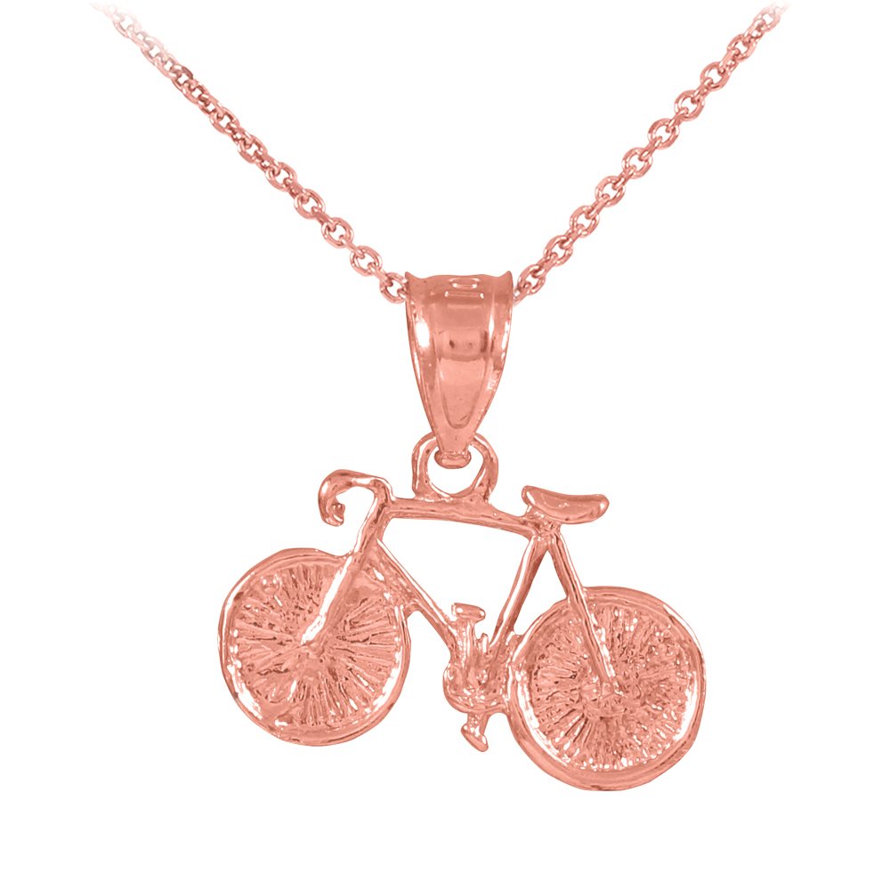 14K Rose Gold Mountain Bike Charm Pendant Necklace for Cyclists - Perfect Gift for Biking Enthusiasts & Outdoor Sports Lovers
