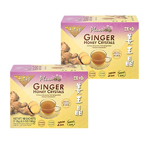 Prince of Peace Ginger Honey Crystals 10 Sachets - Soothe Throat & Nausea Relief for Travel & Cold Days