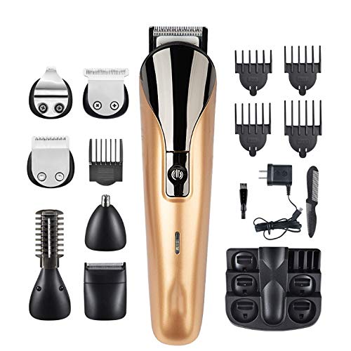 Professional 6-in-1 Rechargeable Electric Hair Clipper for Men - Beard, Nose & Ear Trimmer Kit | Home Grooming & Barber Use