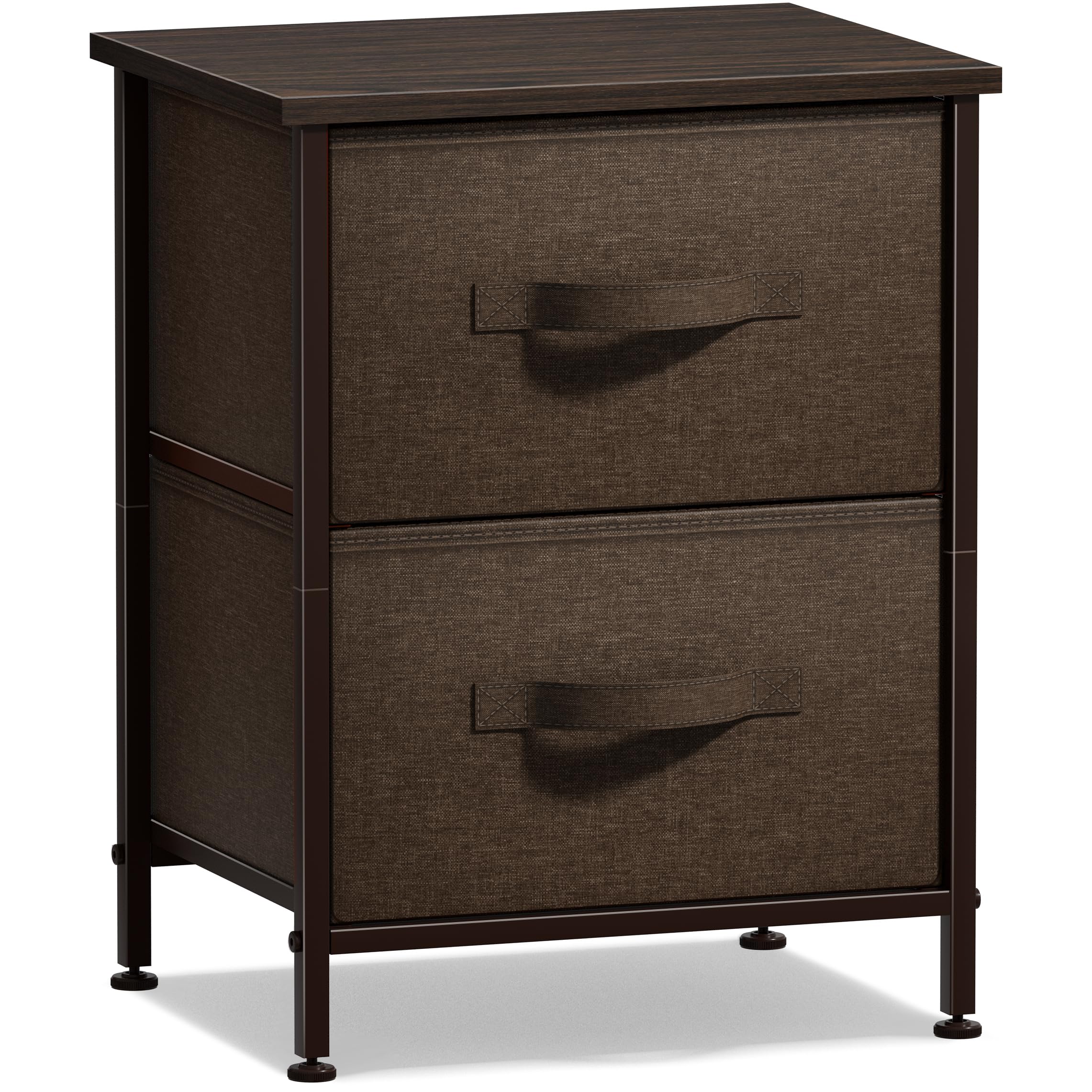 Sorbus 2-Drawer Nightstand - Bedside Table with Steel Frame & Wood Top, Easy Pull Fabric Bins - Compact Dresser for Bedroom, Home & Office - Perfect for Small Spaces, Apartment Living & Guest Rooms