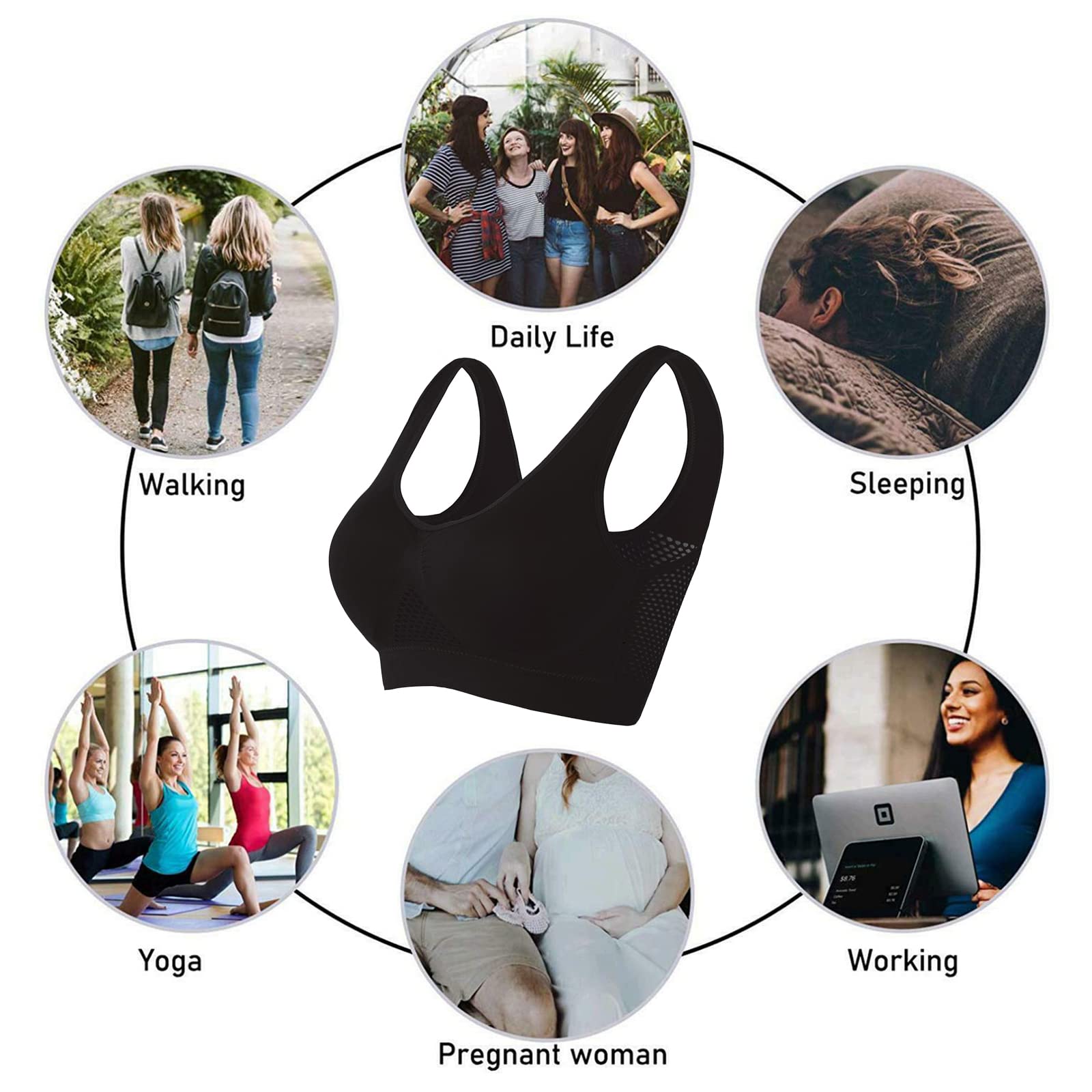 **Plus Size Women's Sports Bras - Breathable Mesh Padded Tank Top with Hollow Out Design, No Underwire - Perfect for Yoga, Running & Gym Workouts**