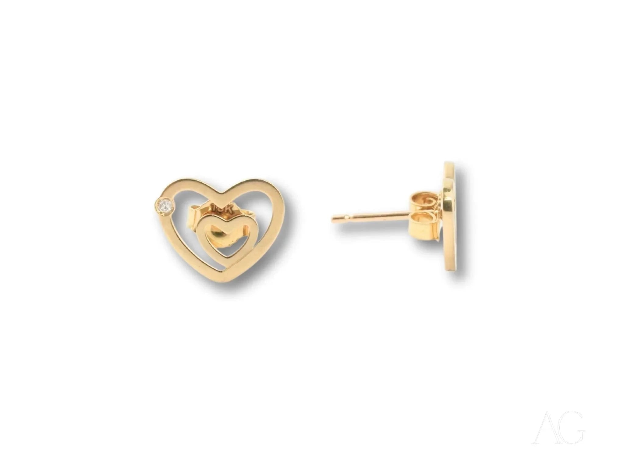 4H's Collection 14K Gold Heart Earrings with Genuine Diamonds – Perfect for Valentine's Day Gifts, Anniversary Presents & Romantic Date Nights