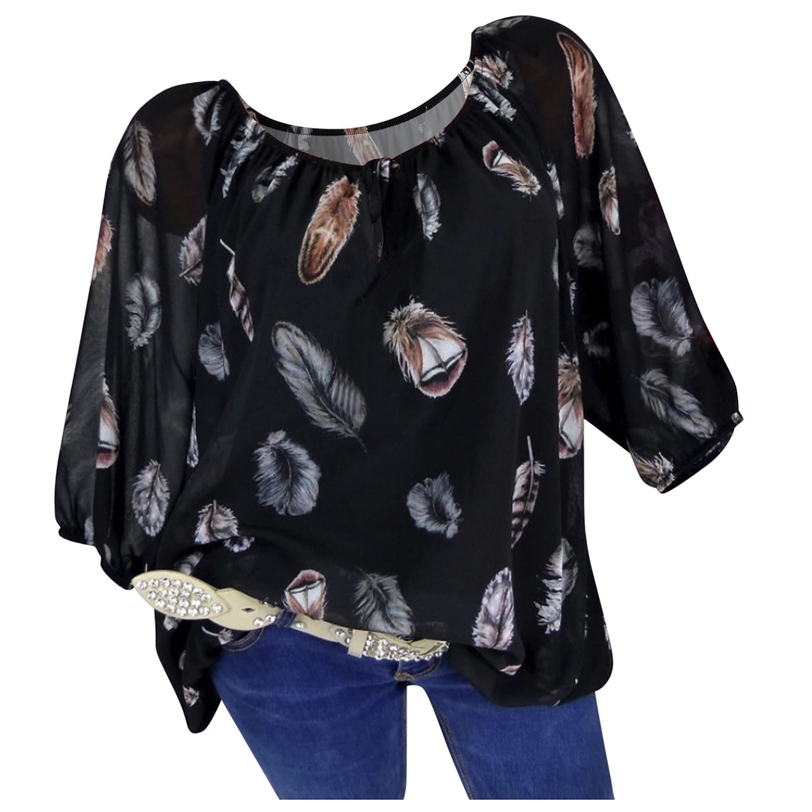Women's V-Neck Loose T-Shirt - Short Sleeve Summer Printed Top - Casual & Comfortable for Everyday Wear - Perfect for Outings, Travel & Relaxation - Plus Size Available