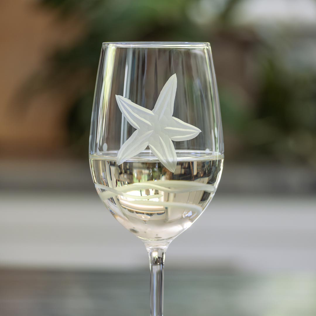 Premium 12oz Starfish White Wine Glasses - Set of 4 | Elegant Stemware for Chardonnay, Sauvignon Blanc & Dinner Parties | Dishwasher Safe Crystal Clear Glassware
