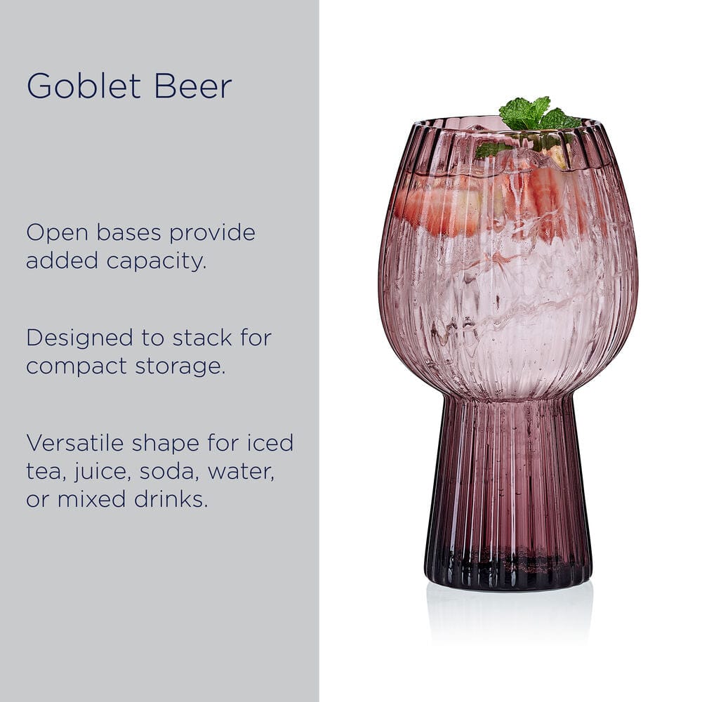 Phoebe Optic Lilac Set of 4 Elegant Goblet Beverage Glasses - Perfect for Wine Tasting, Cocktail Parties & Formal Dining